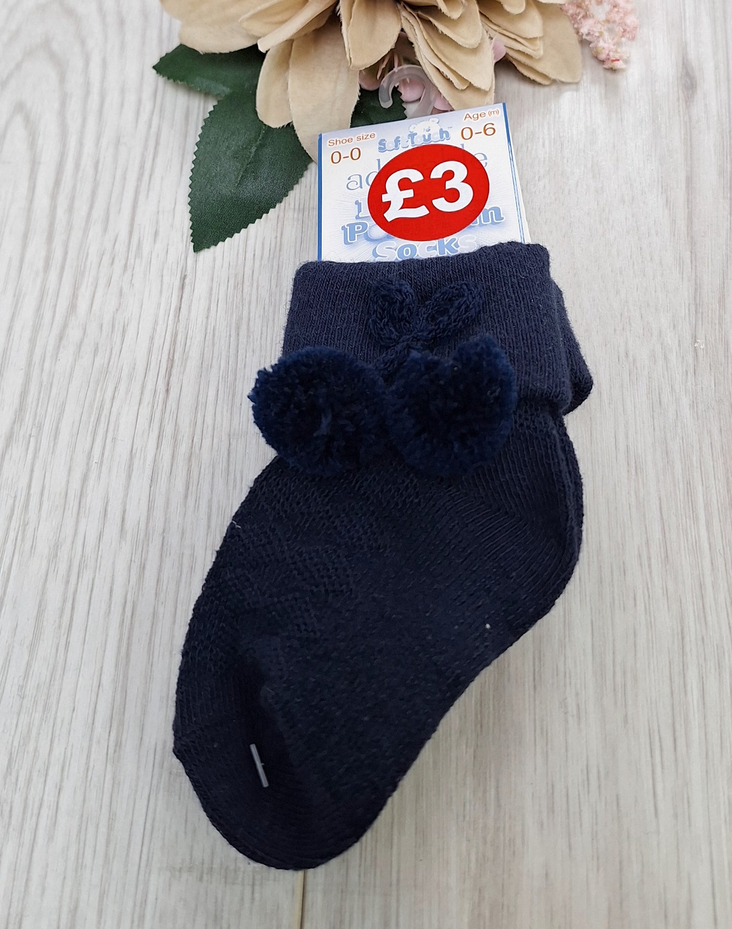 Navy Blue Ankle Pompom Sock's