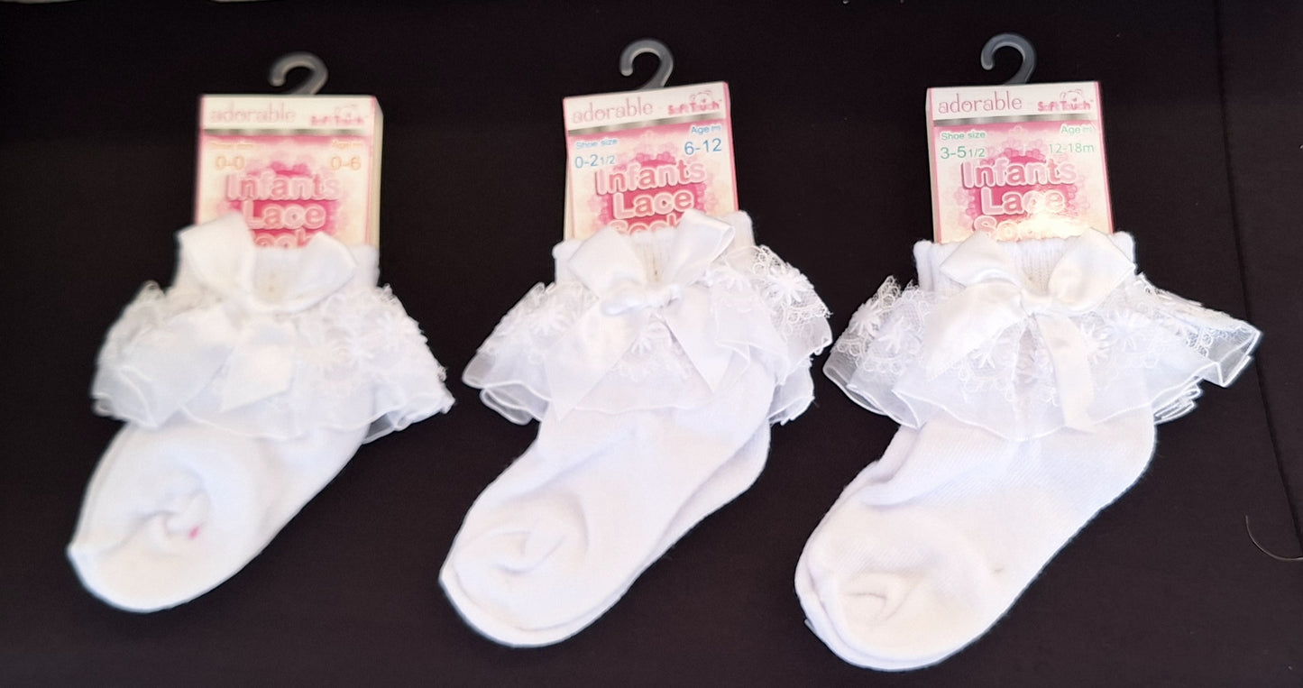 White Organza lace ankle sock's