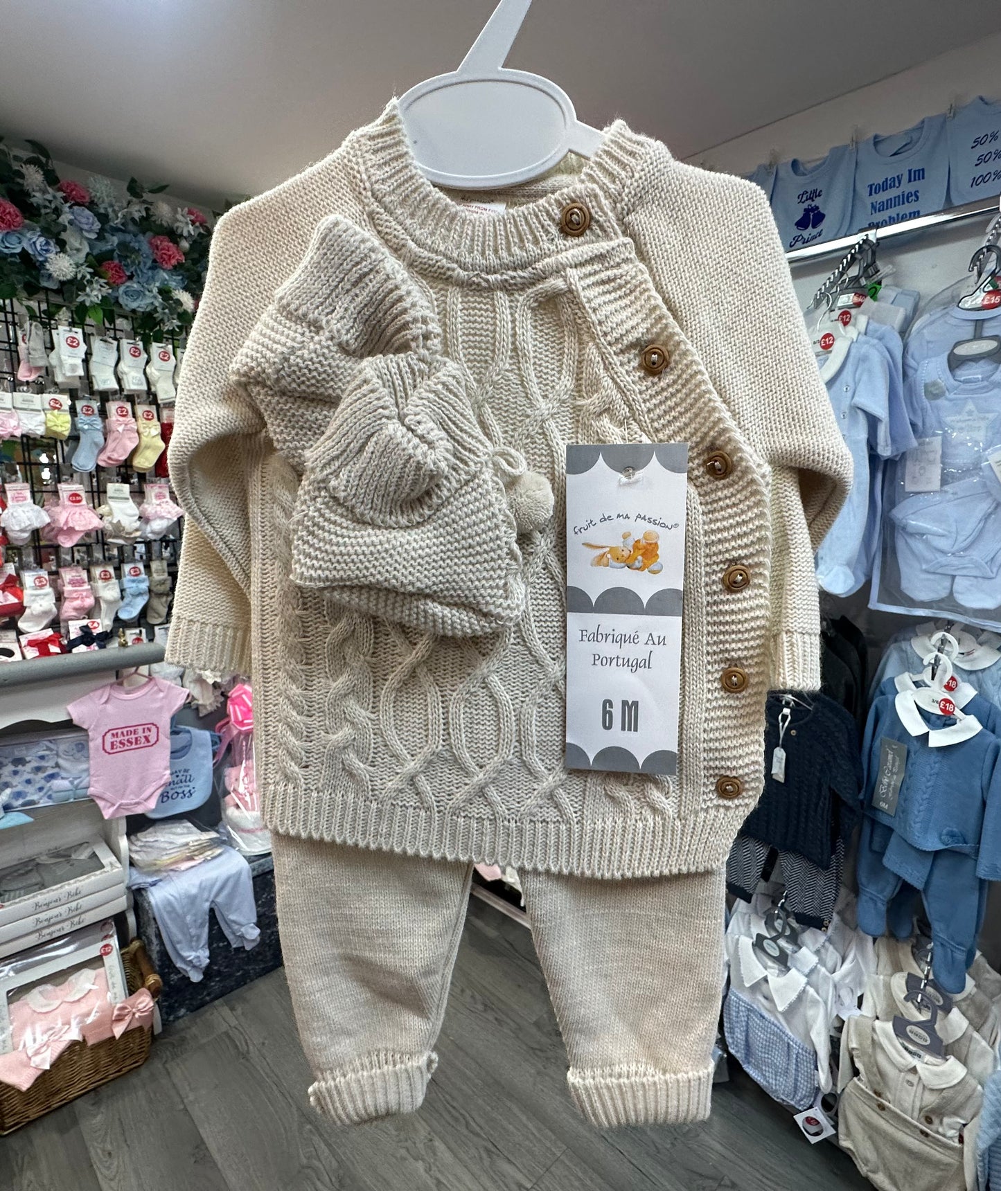 Beige 3 piece knitted suit