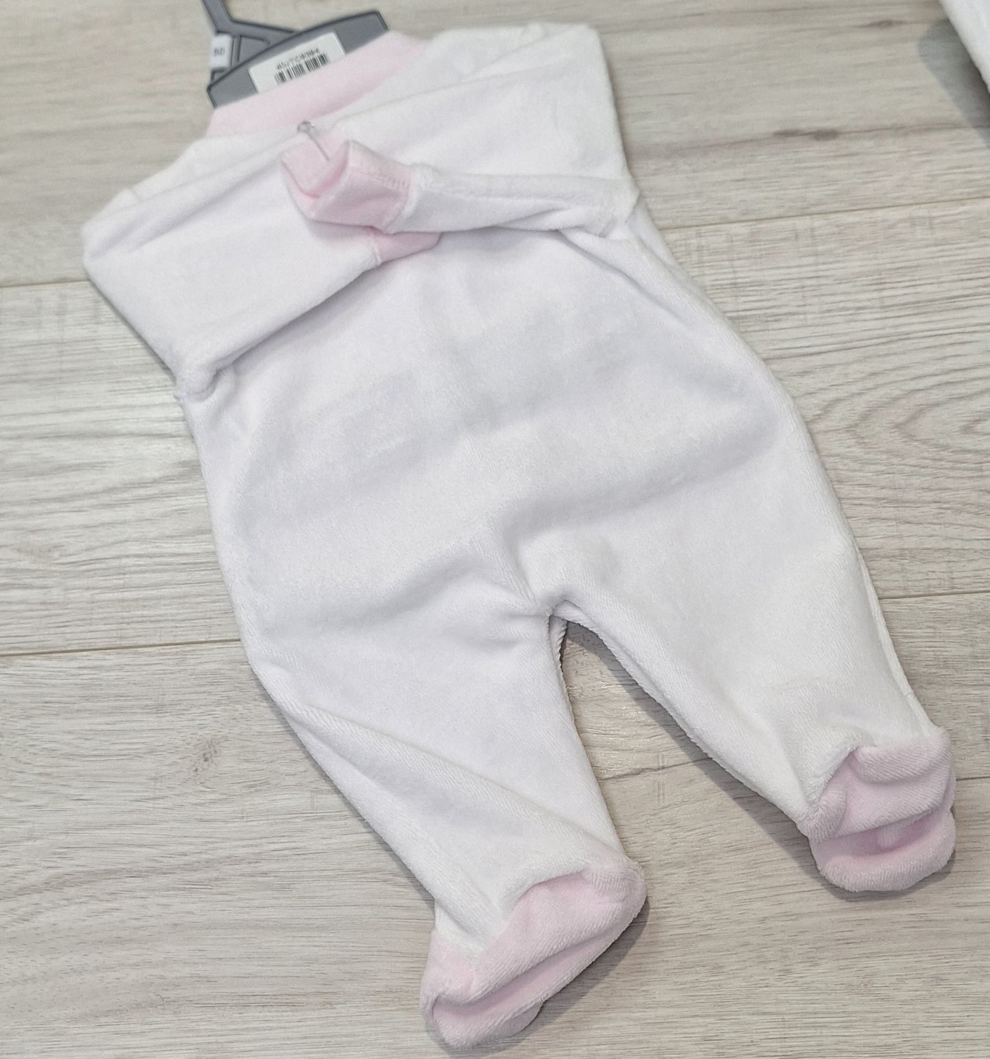 Tiny Baby "Little Bear" White & Pink Soft All- in-one Sleepsuit