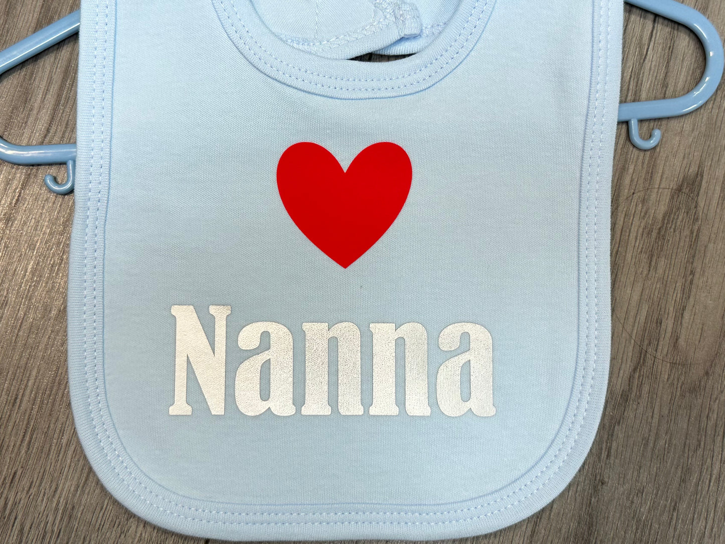 Blue "Nanna" slogan Baby Bib