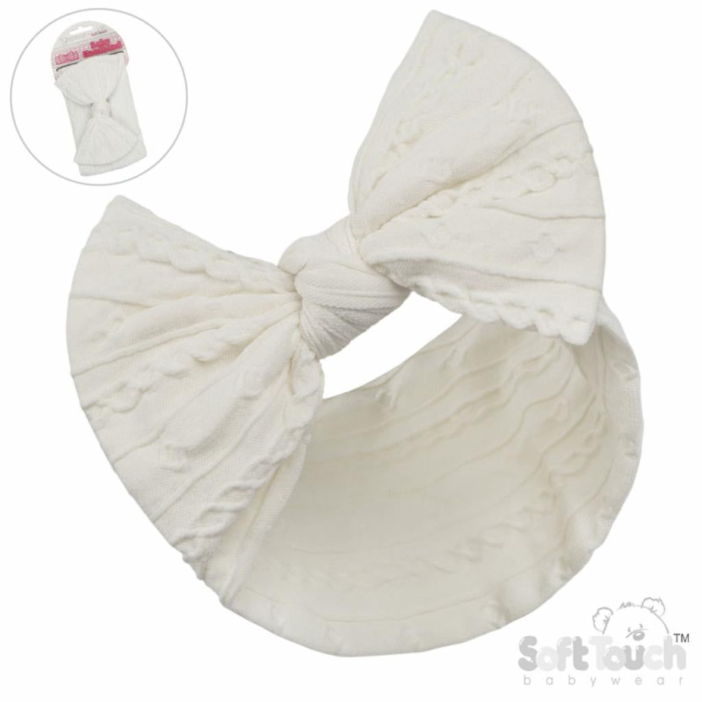 White Cable Bow Headband