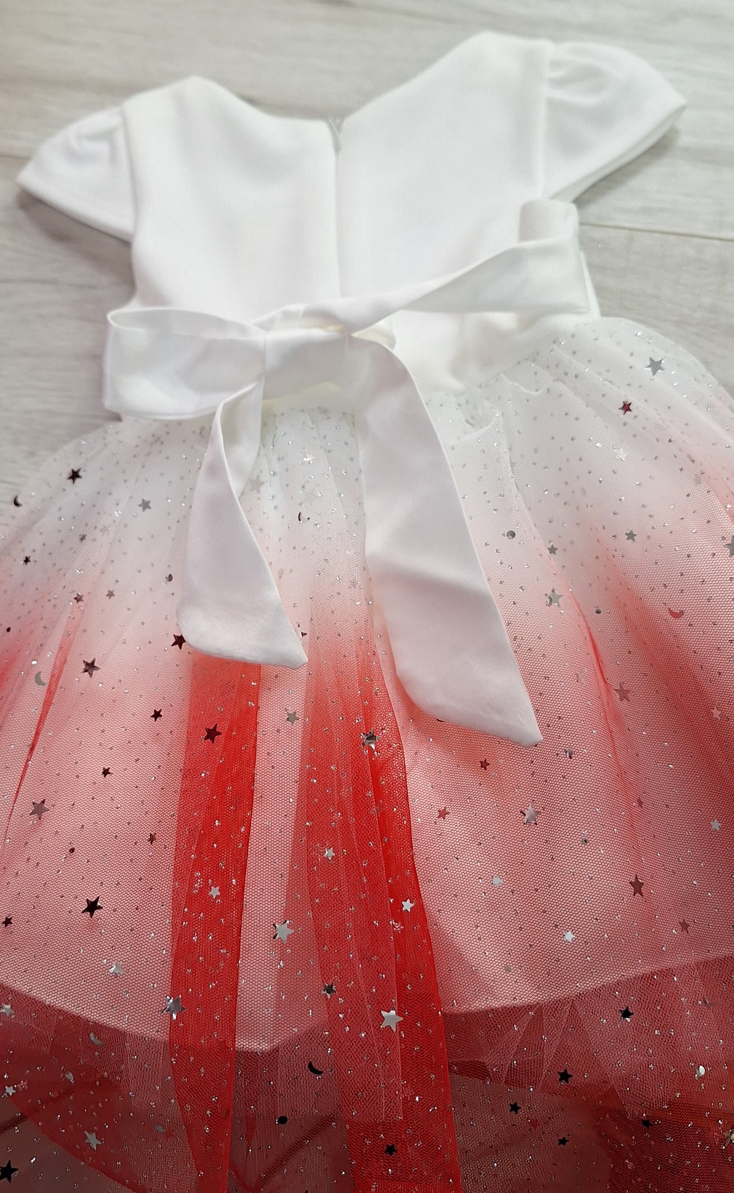 Infant Girls Red & White Sparkling Stars Party Dress