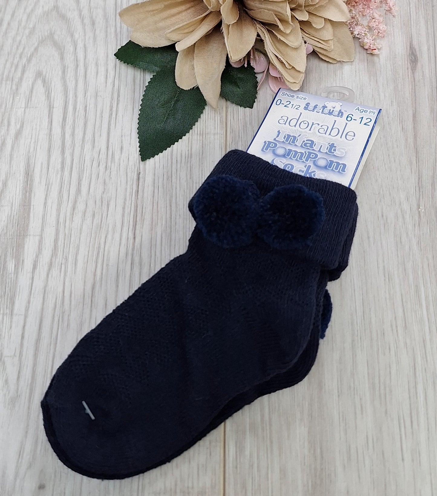 Navy Blue Ankle Pompom Sock's