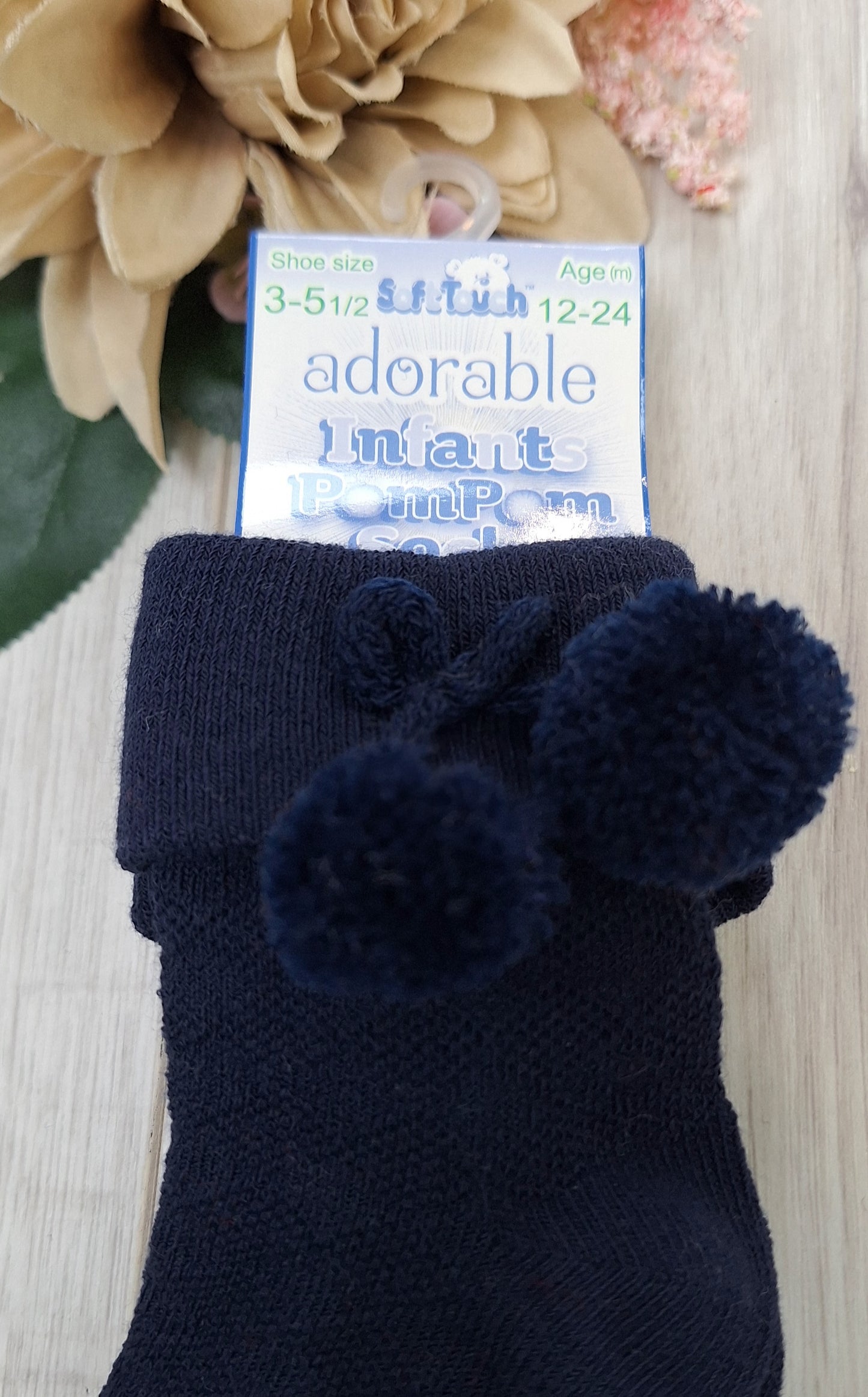 Navy Blue Ankle Pompom Sock's