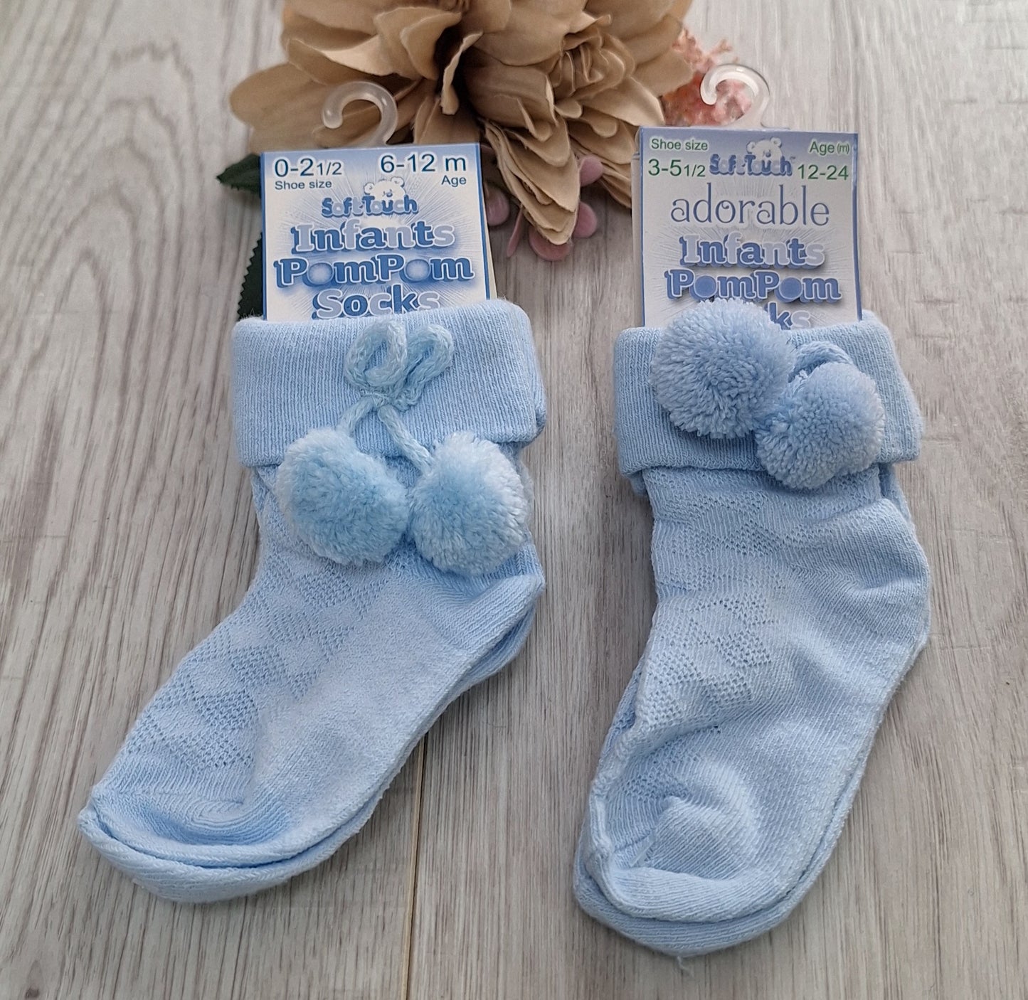Sky Blue Ankle Pompom Sock's