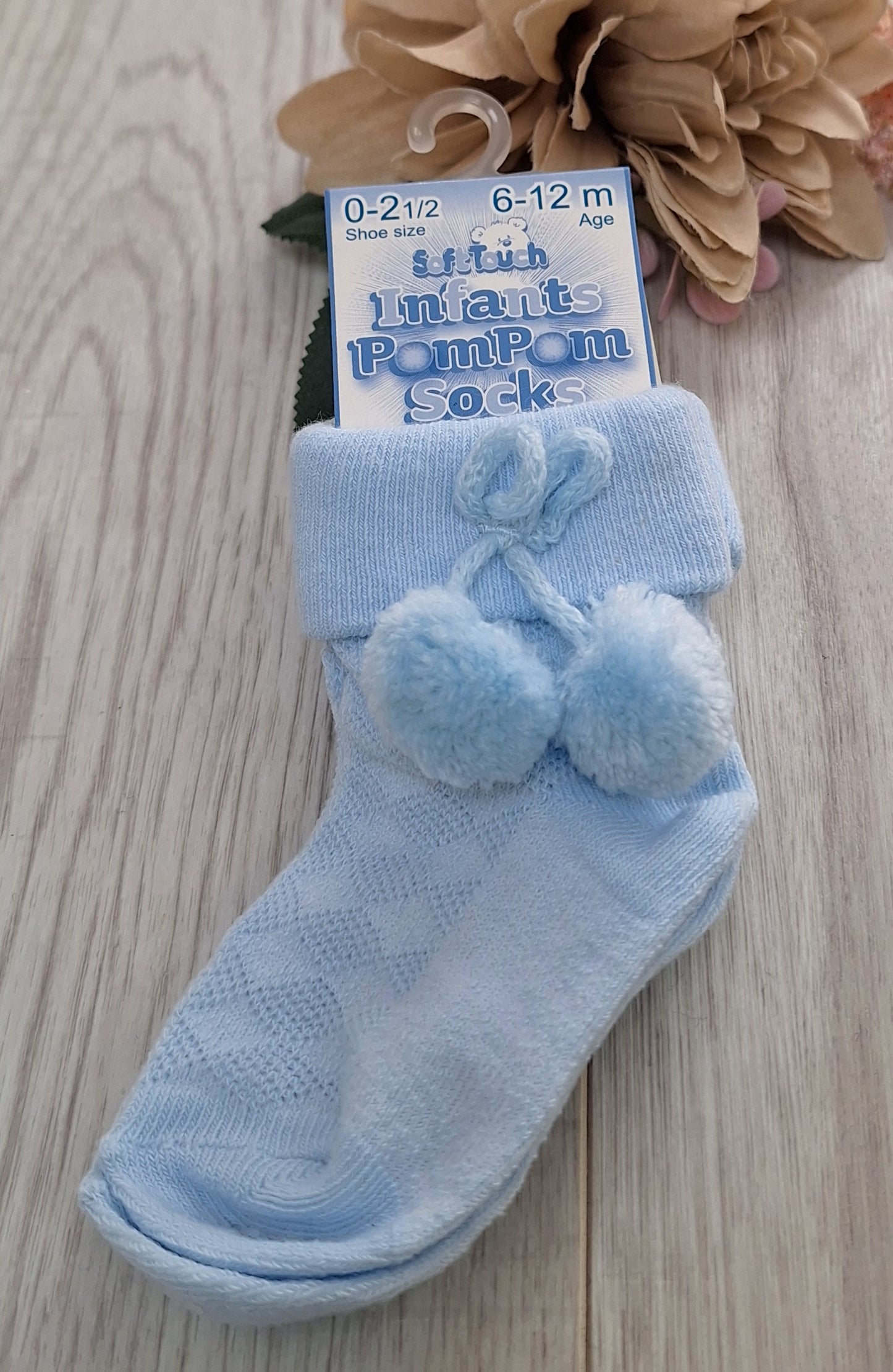 Sky Blue Ankle Pompom Sock's