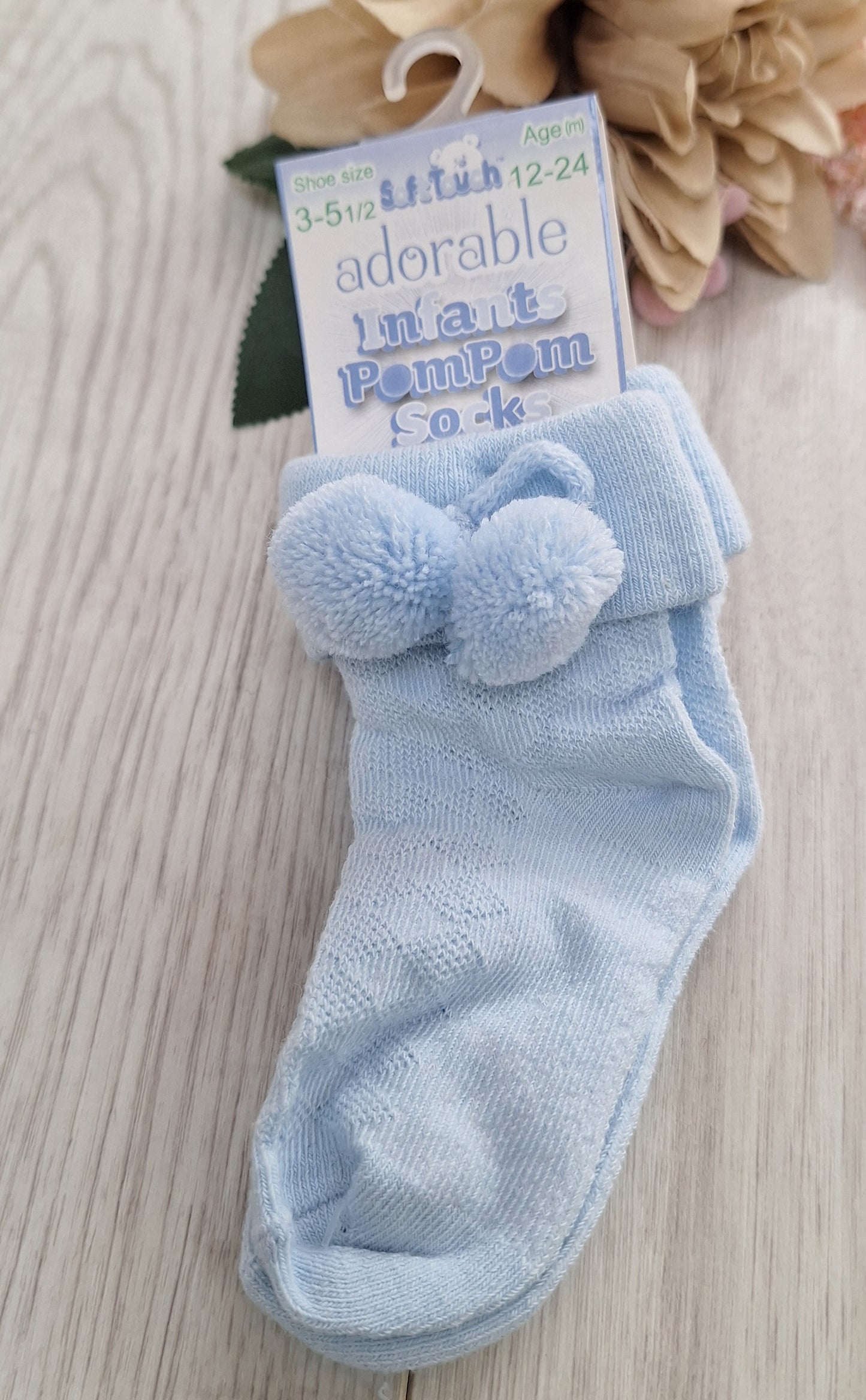 Sky Blue Ankle Pompom Sock's