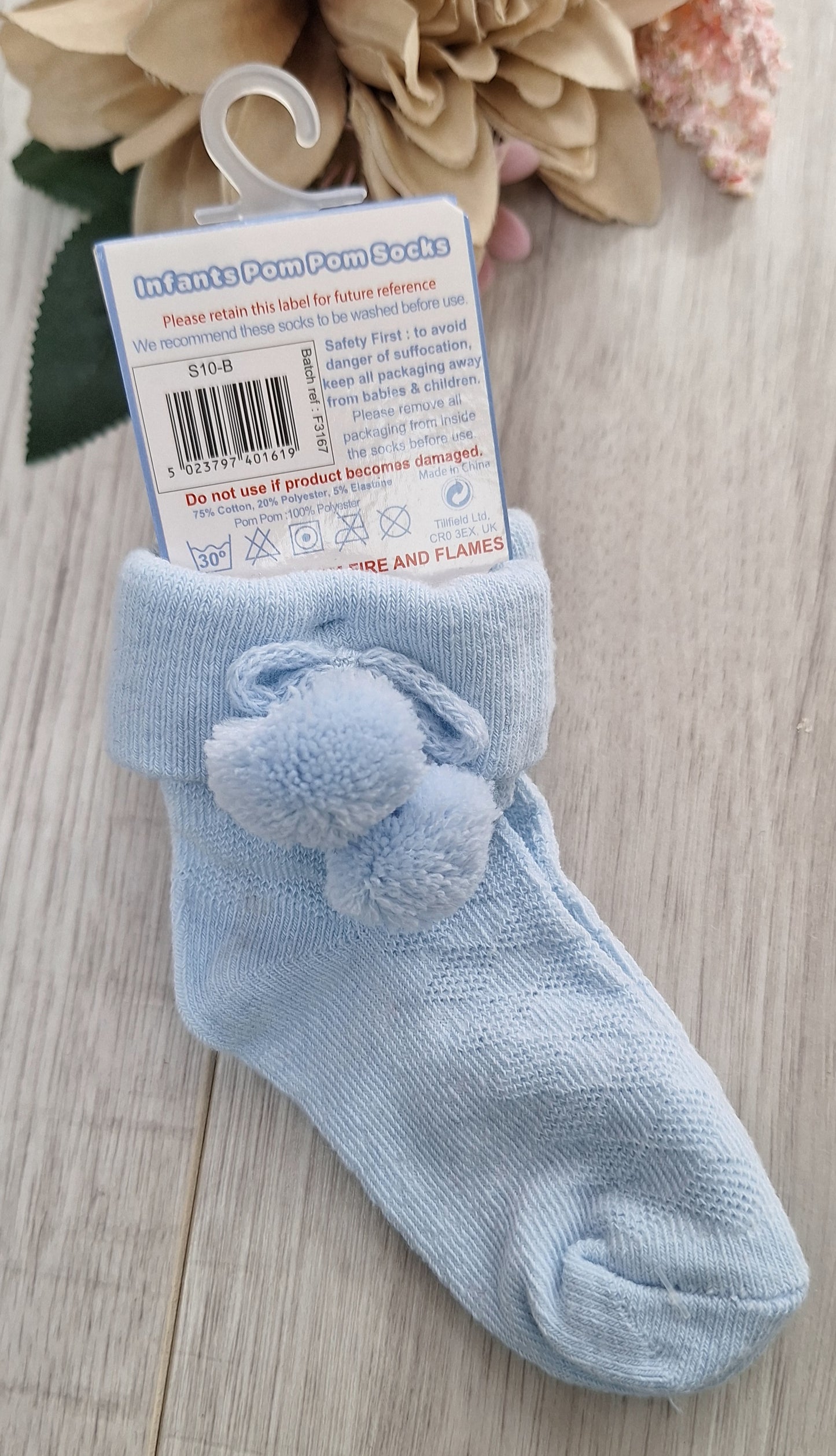 Sky Blue Ankle Pompom Sock's