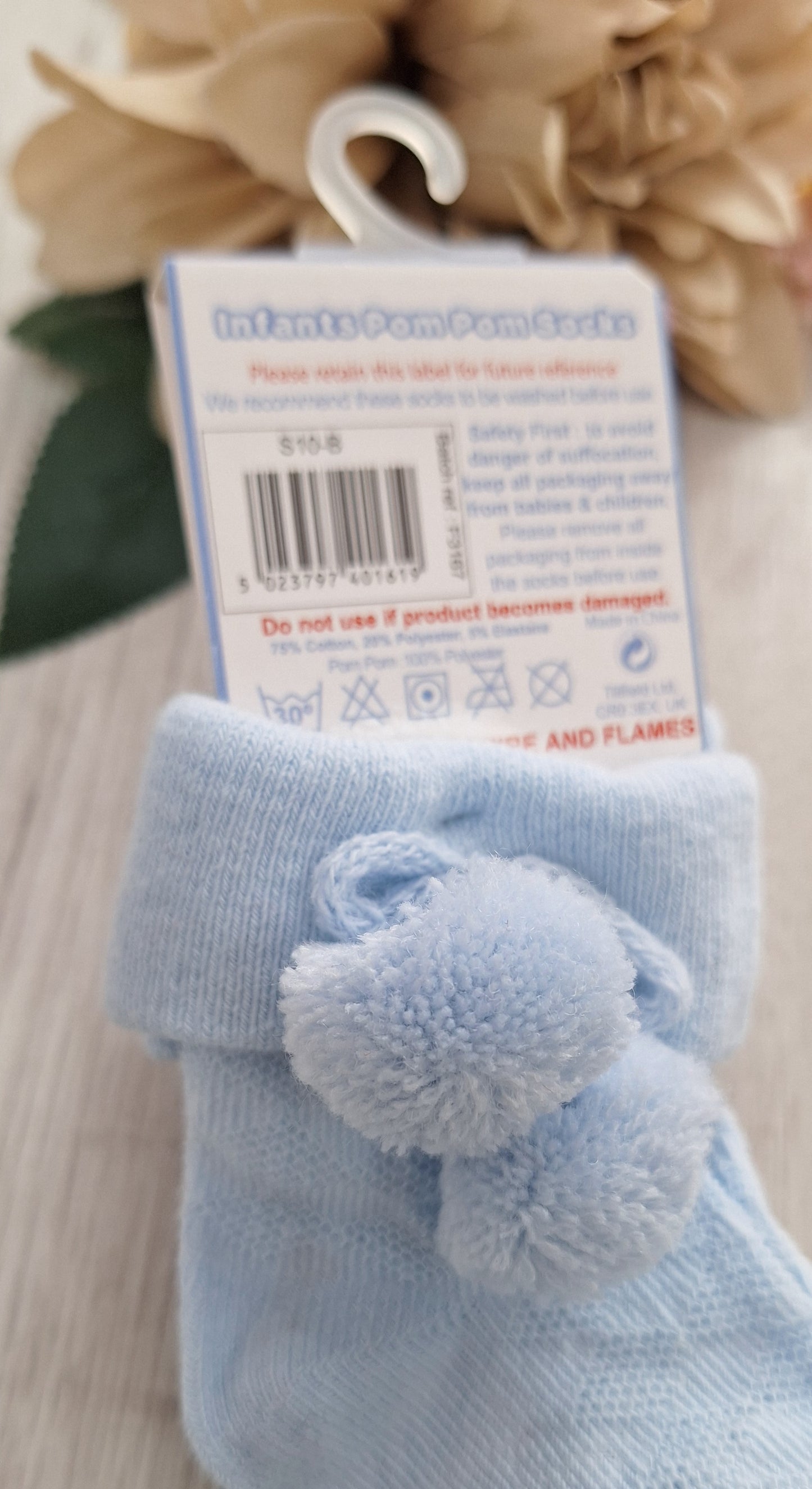Sky Blue Ankle Pompom Sock's