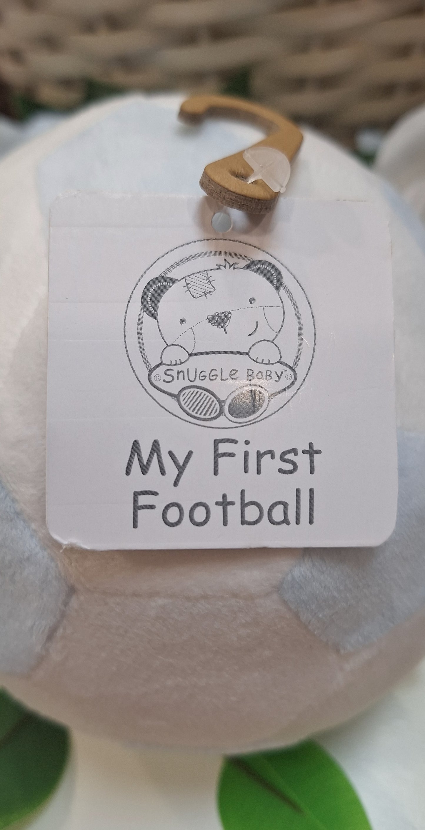 "My First Football" Soft Toy Rattle Ivory & Sky Blue