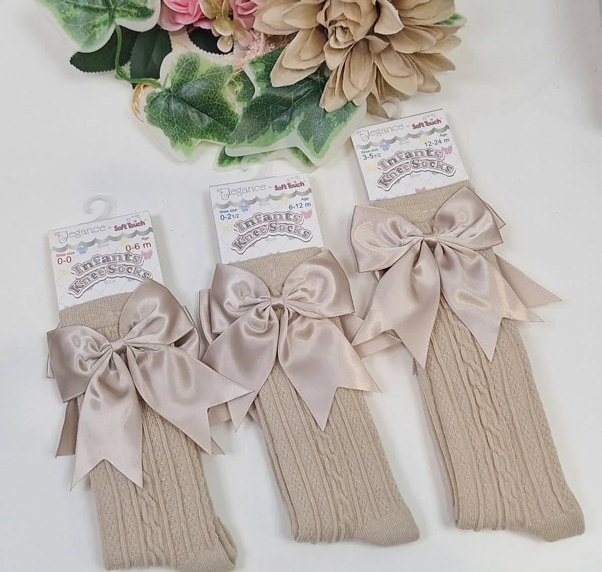 Soft Touch Elegance infants knee socks 0-24mth Beige