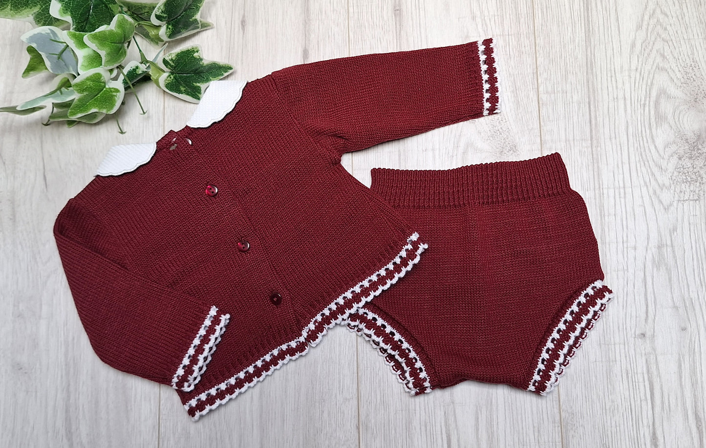 Cable Knit 2 Piece Lace & Bow Outfit