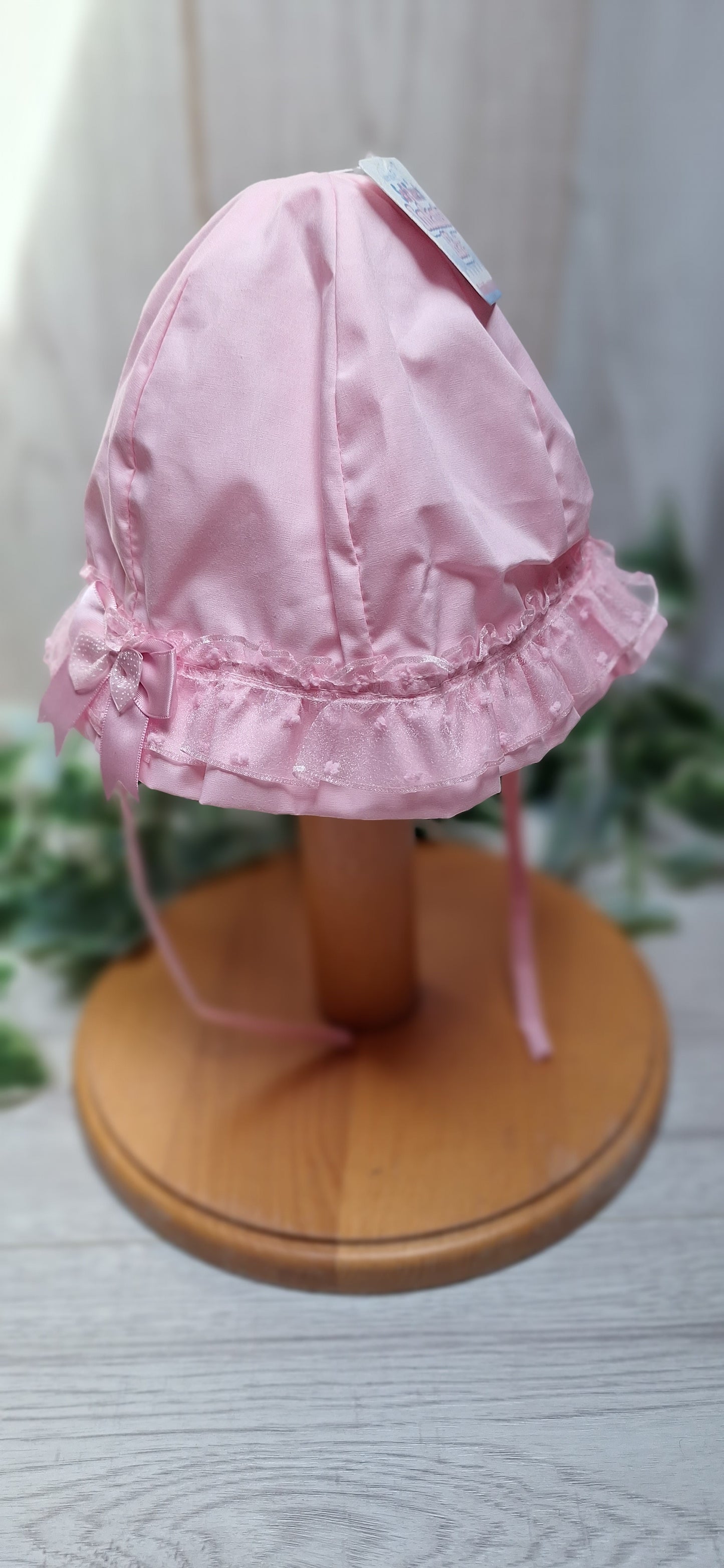 Pink Sun Hat with Lace & Bow