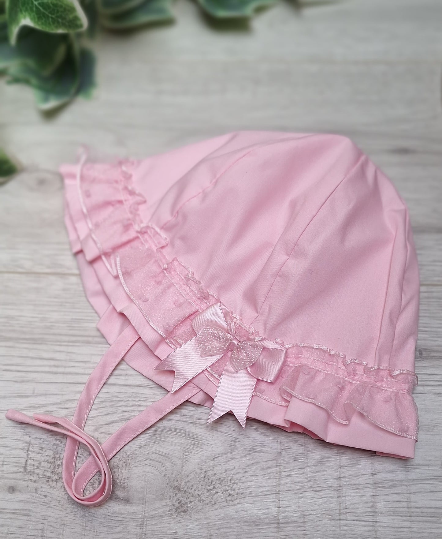 Pink Sun Hat with Lace & Bow