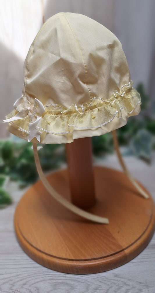 Lemon Summer Hat with Lace & Bow