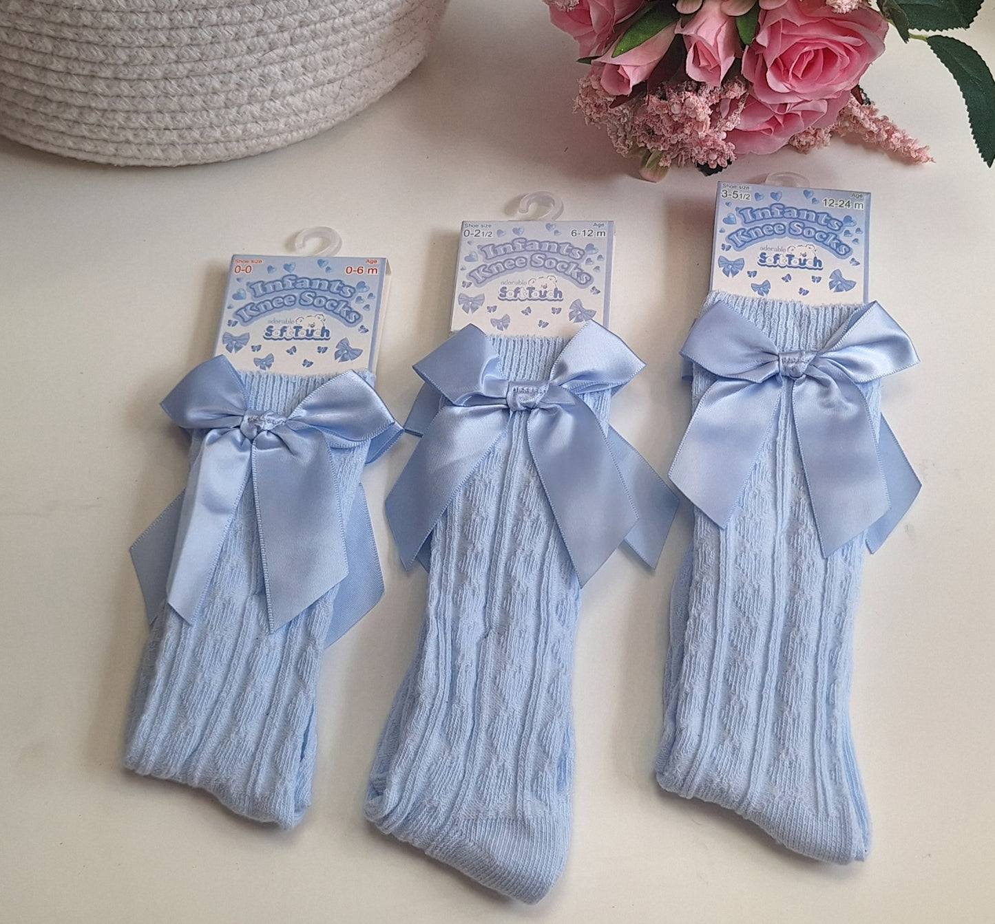 Soft Touch Adorable infants knee socks 0-24mth Sky Blue