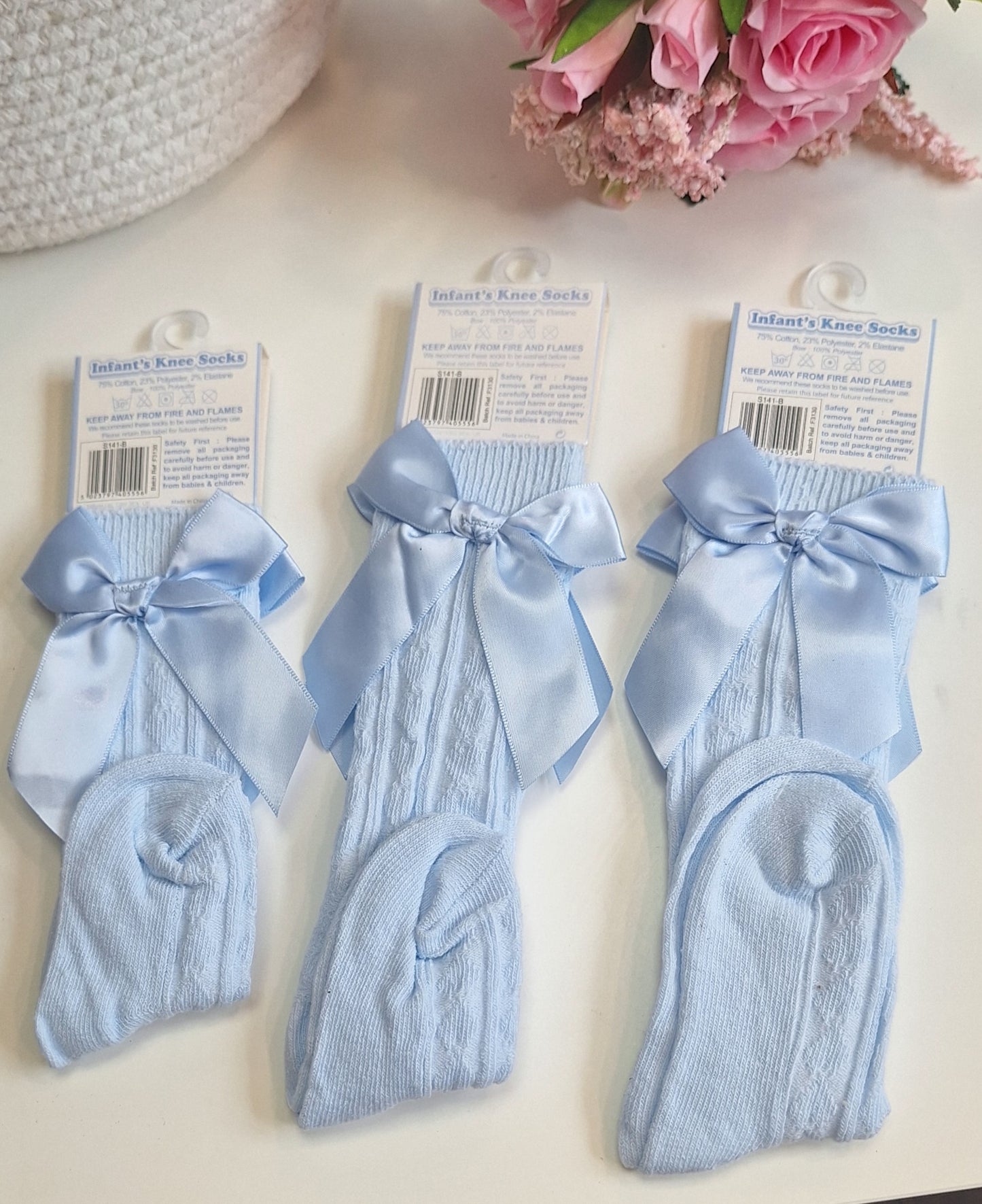 Soft Touch Adorable infants knee socks 0-24mth Sky Blue