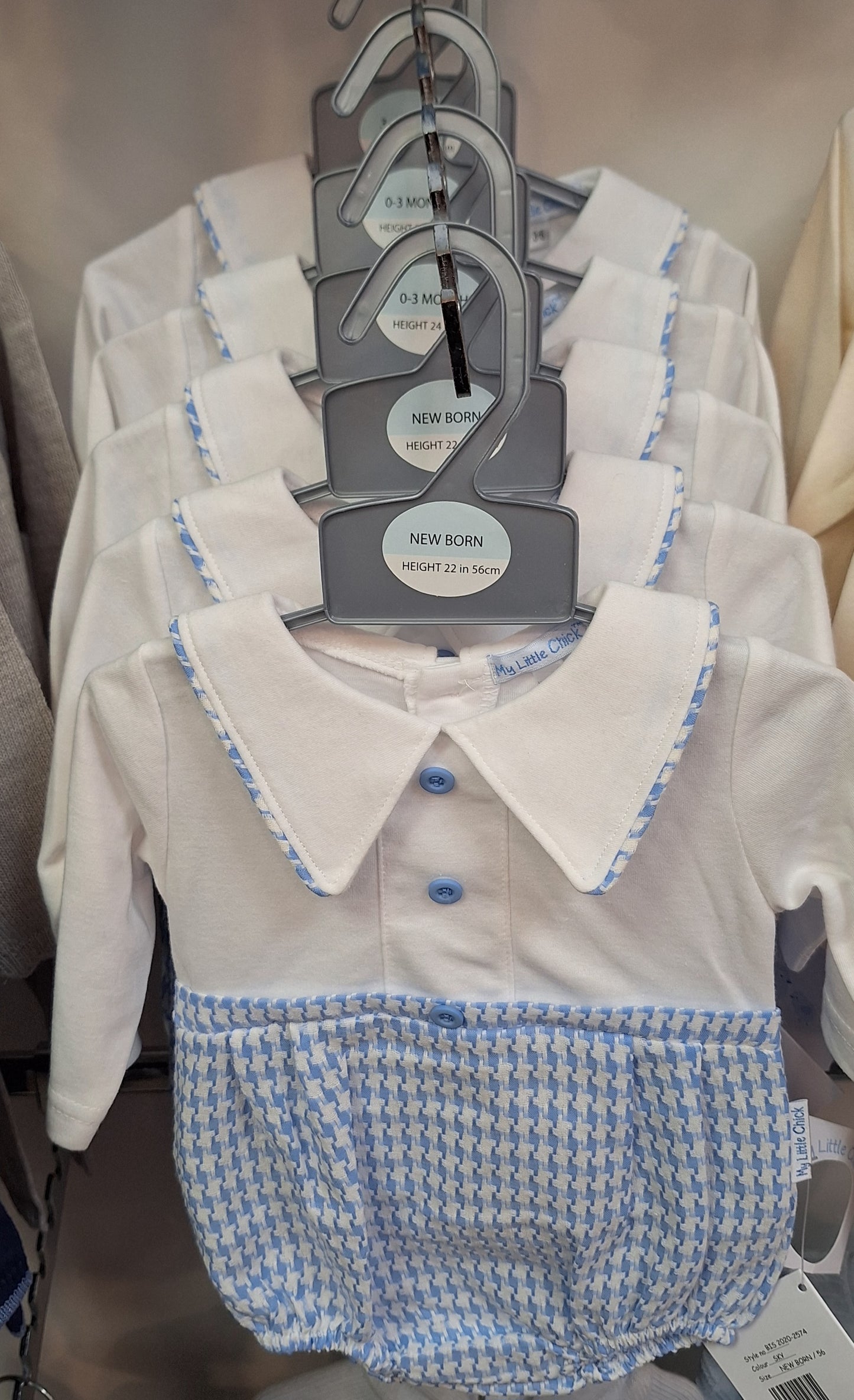 Blue Dogtooth All-in-one  Romper Outfit  NB - 6 Months