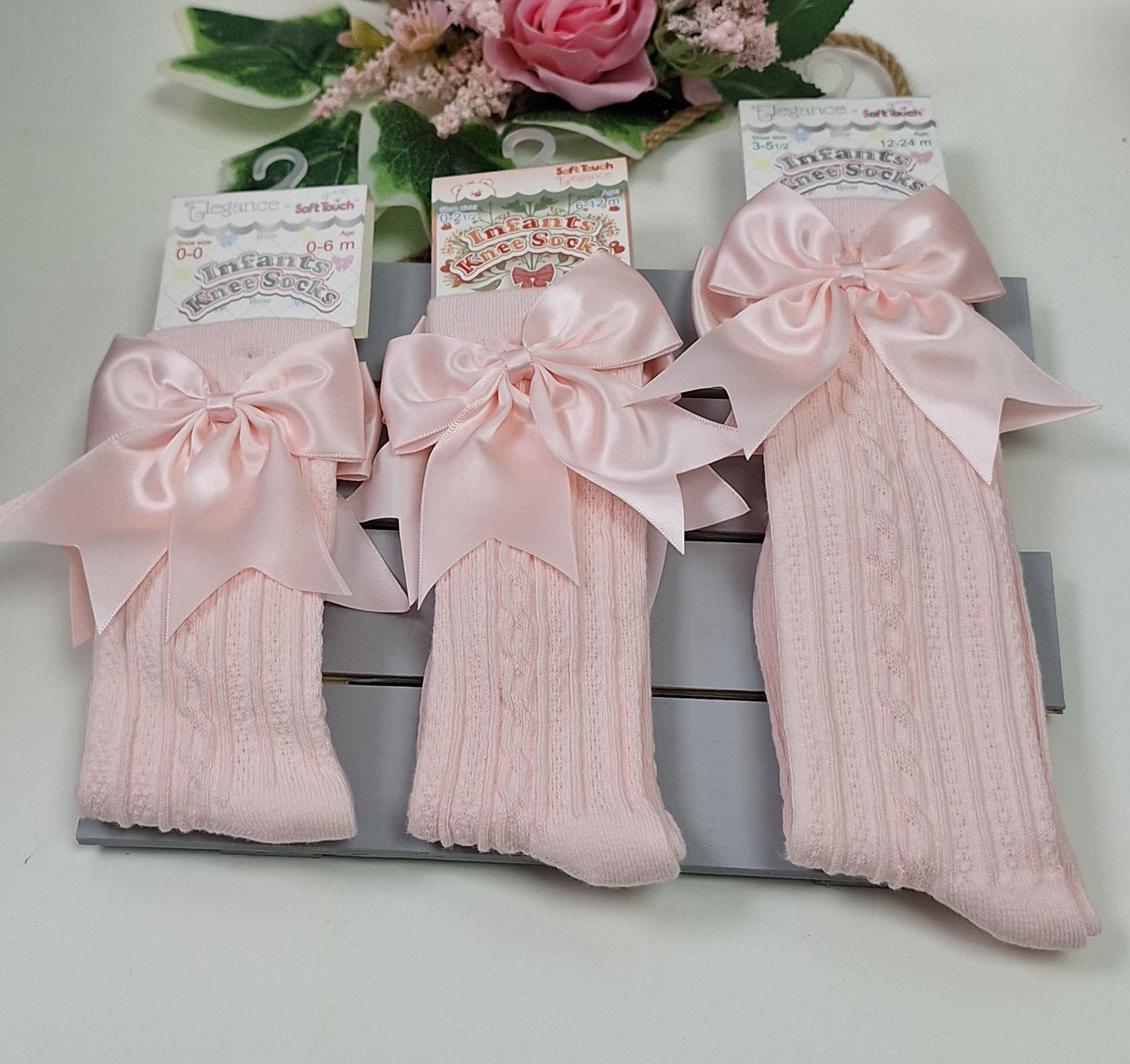 Pink Knee High Bow Socks