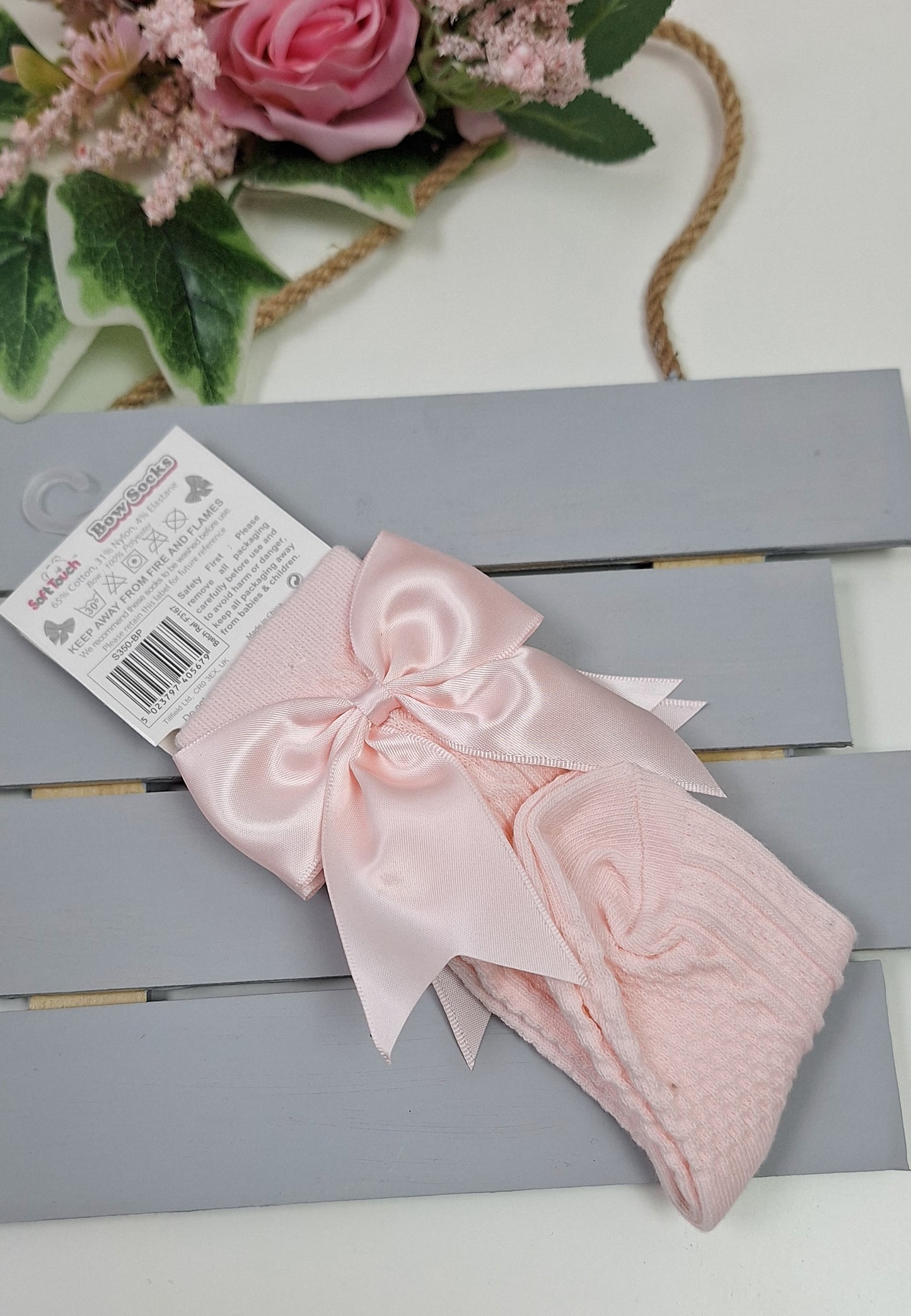 Pink Knee High Bow Socks