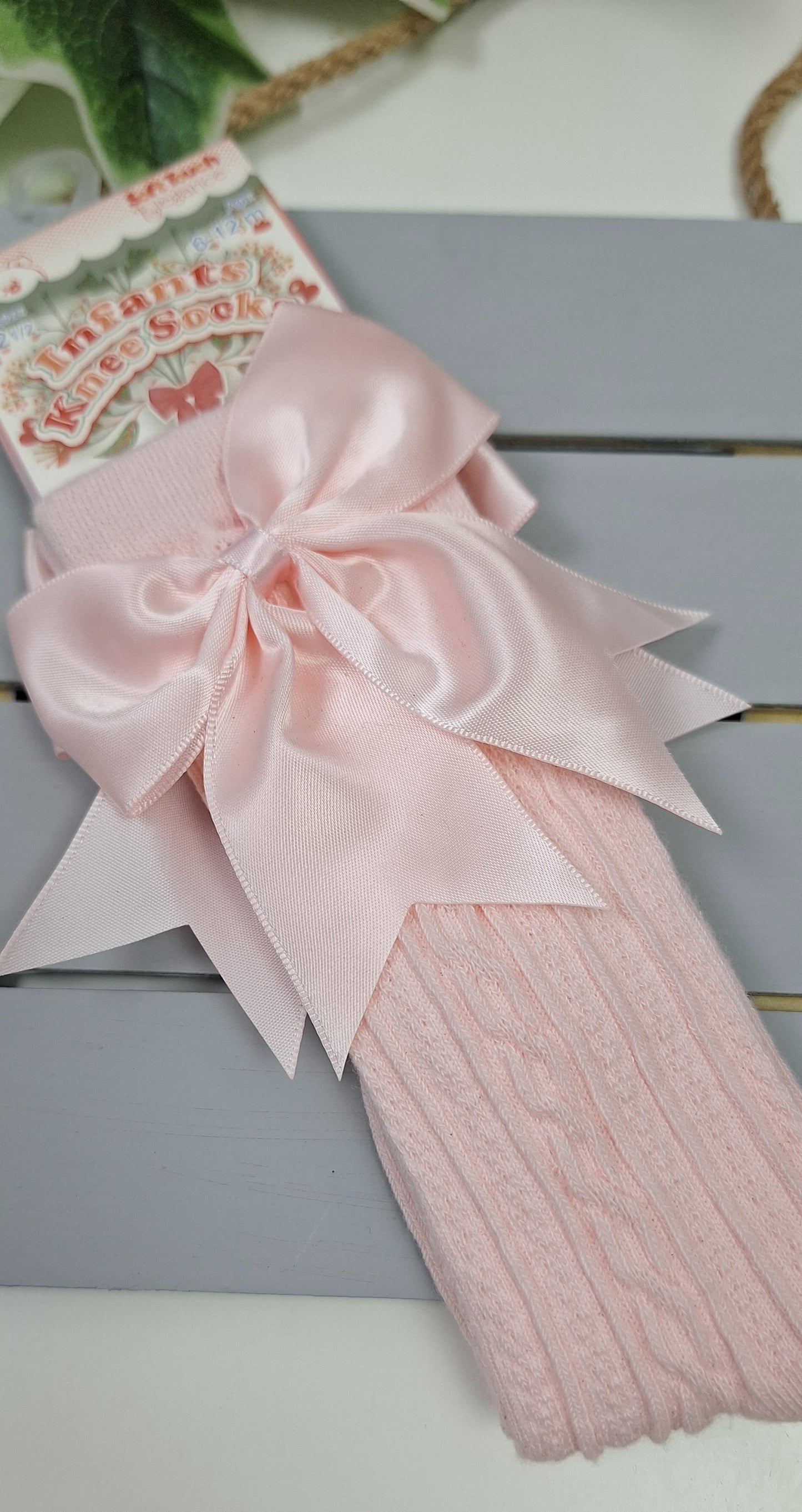 Pink Knee High Bow Socks