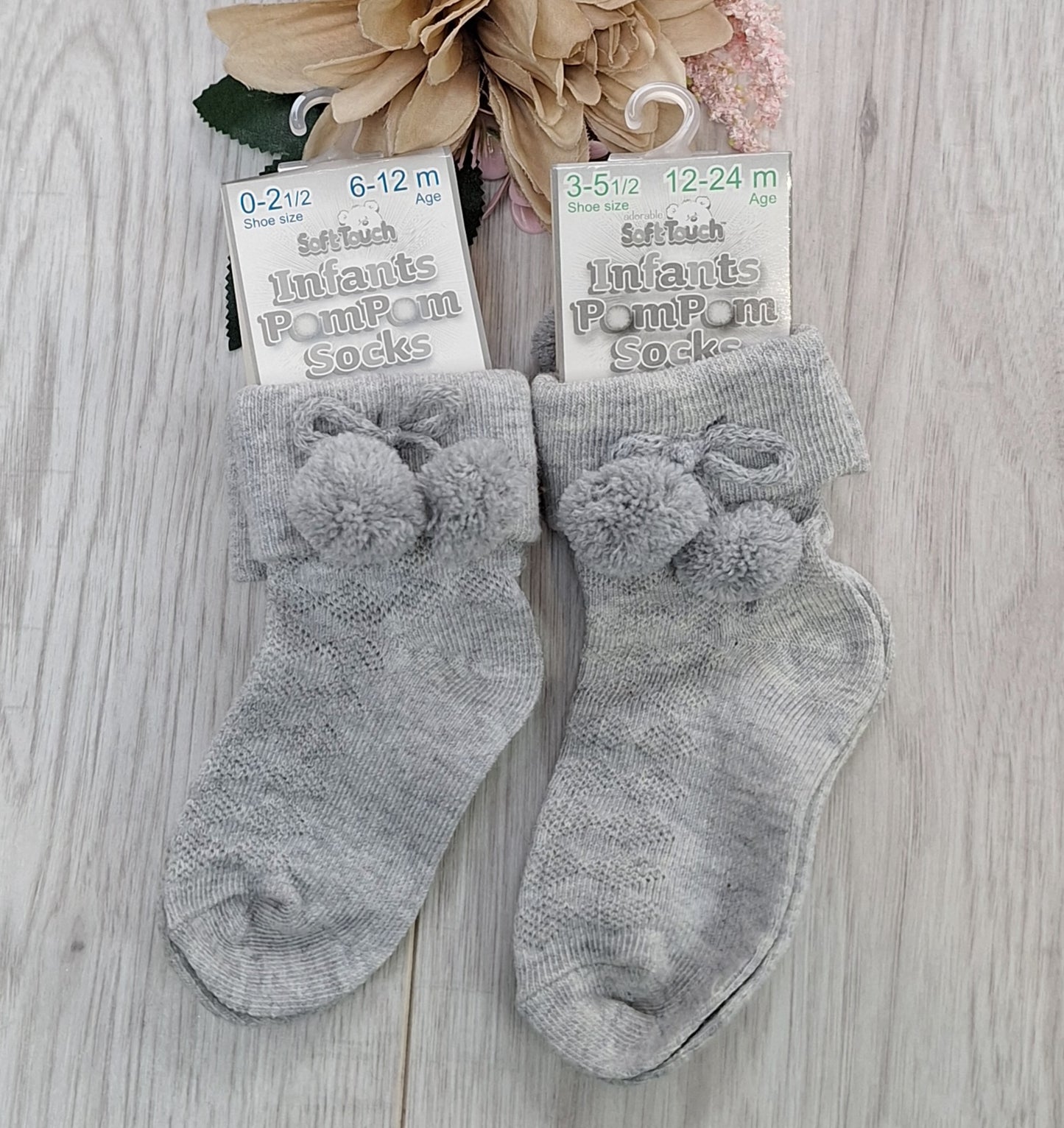 Grey Ankle Pompom Sock's