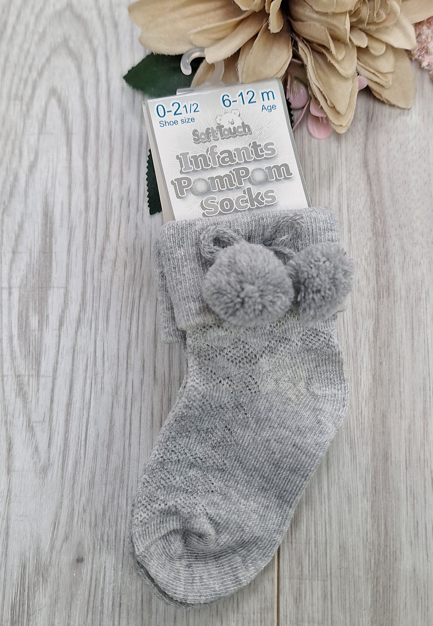 Grey Ankle Pompom Sock's