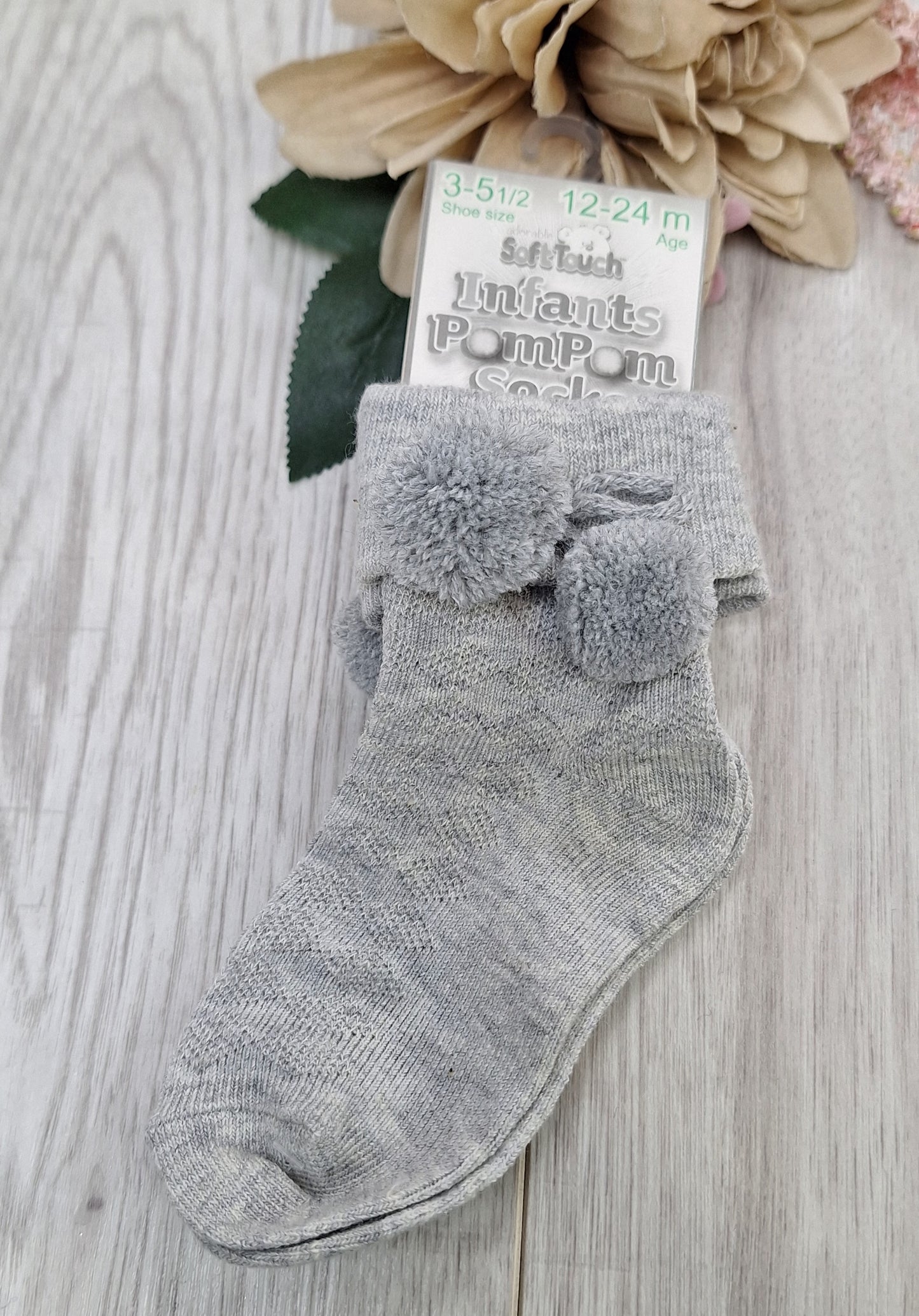 Grey Ankle Pompom Sock's