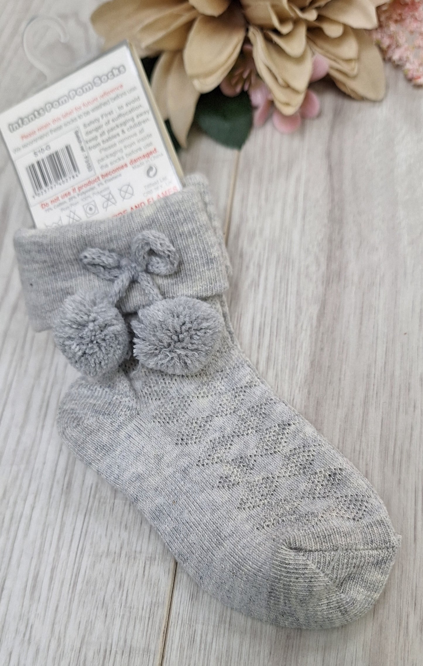 Grey Ankle Pompom Sock's