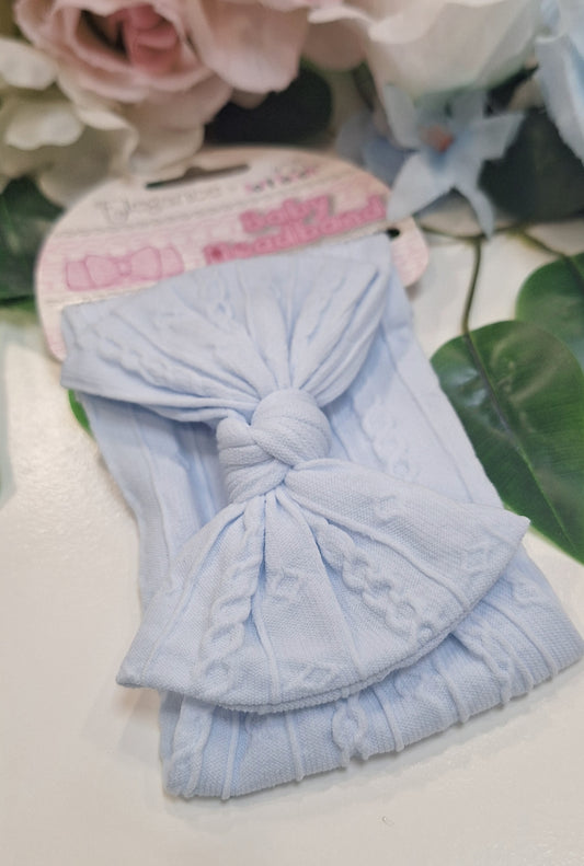 Baby Blue Cable Bow Headband