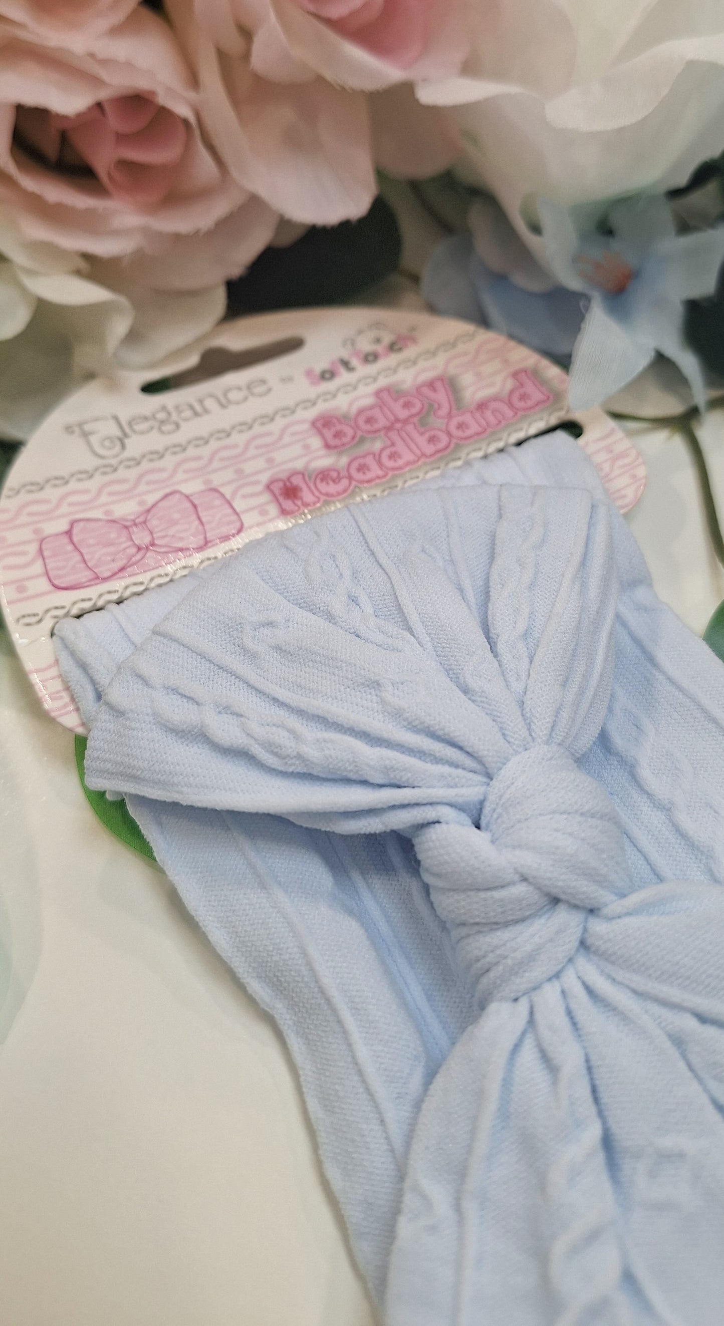 Baby Blue Cable Bow Headband