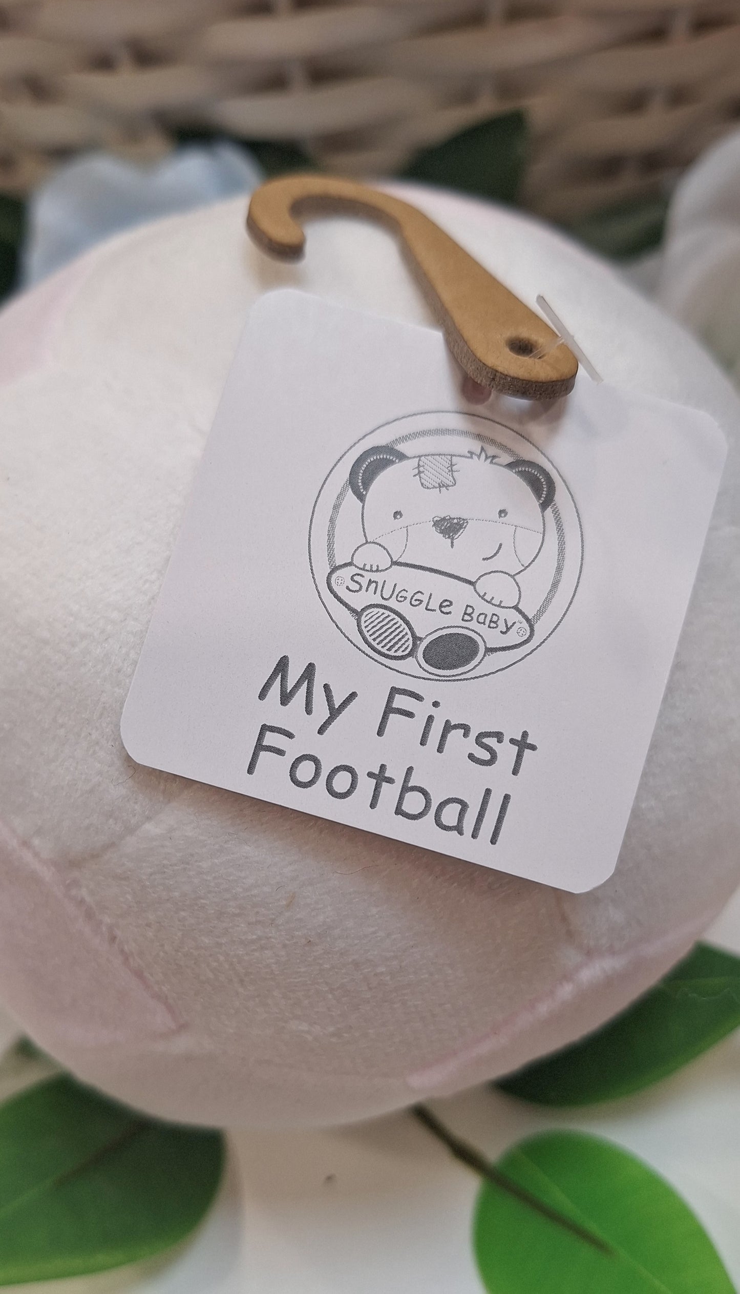 "My First Football" Soft Toy Rattle Ivory & Pink