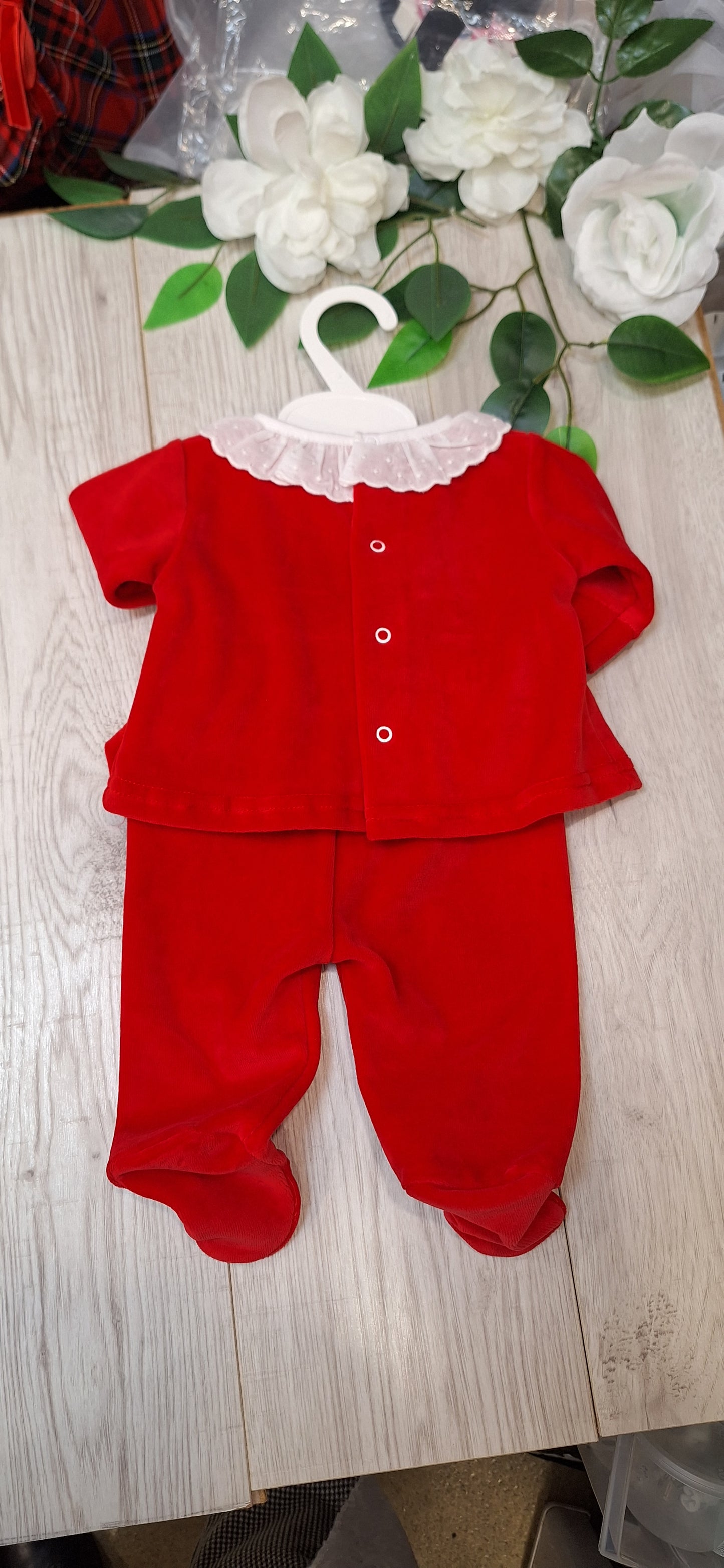 PEX  Red Smocked Bow Velour Outfit