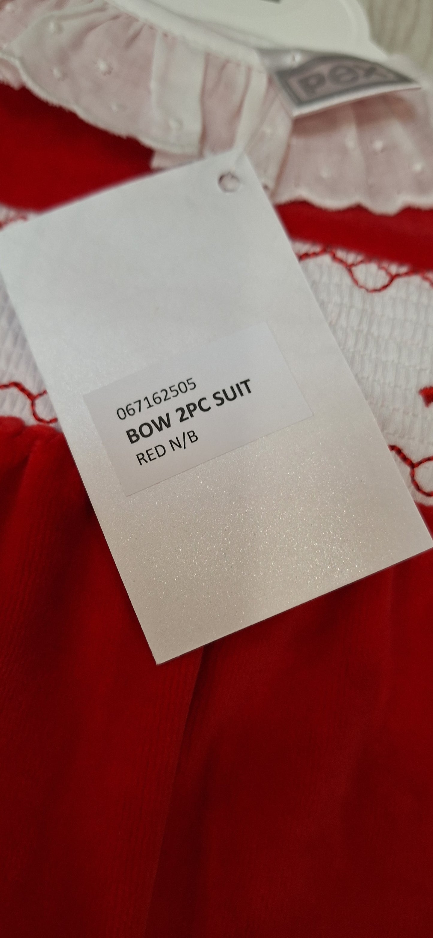 PEX  Red Smocked Bow Velour Outfit
