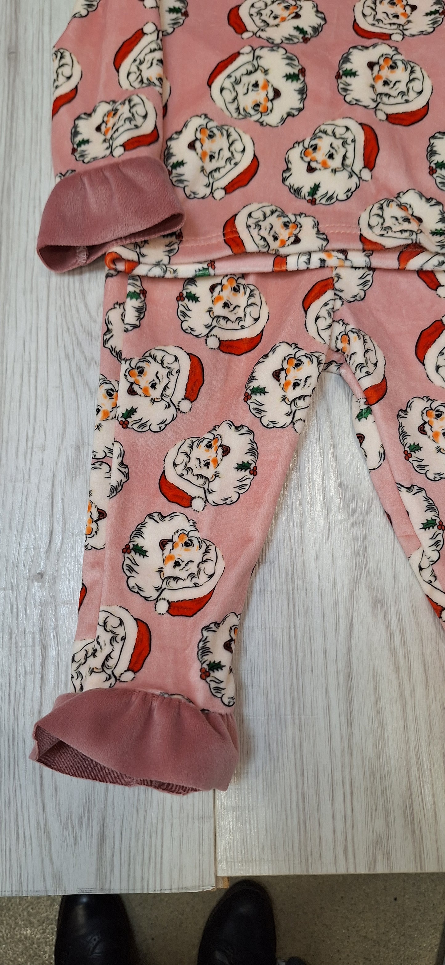 Little girls  soft velour santa pyjamas