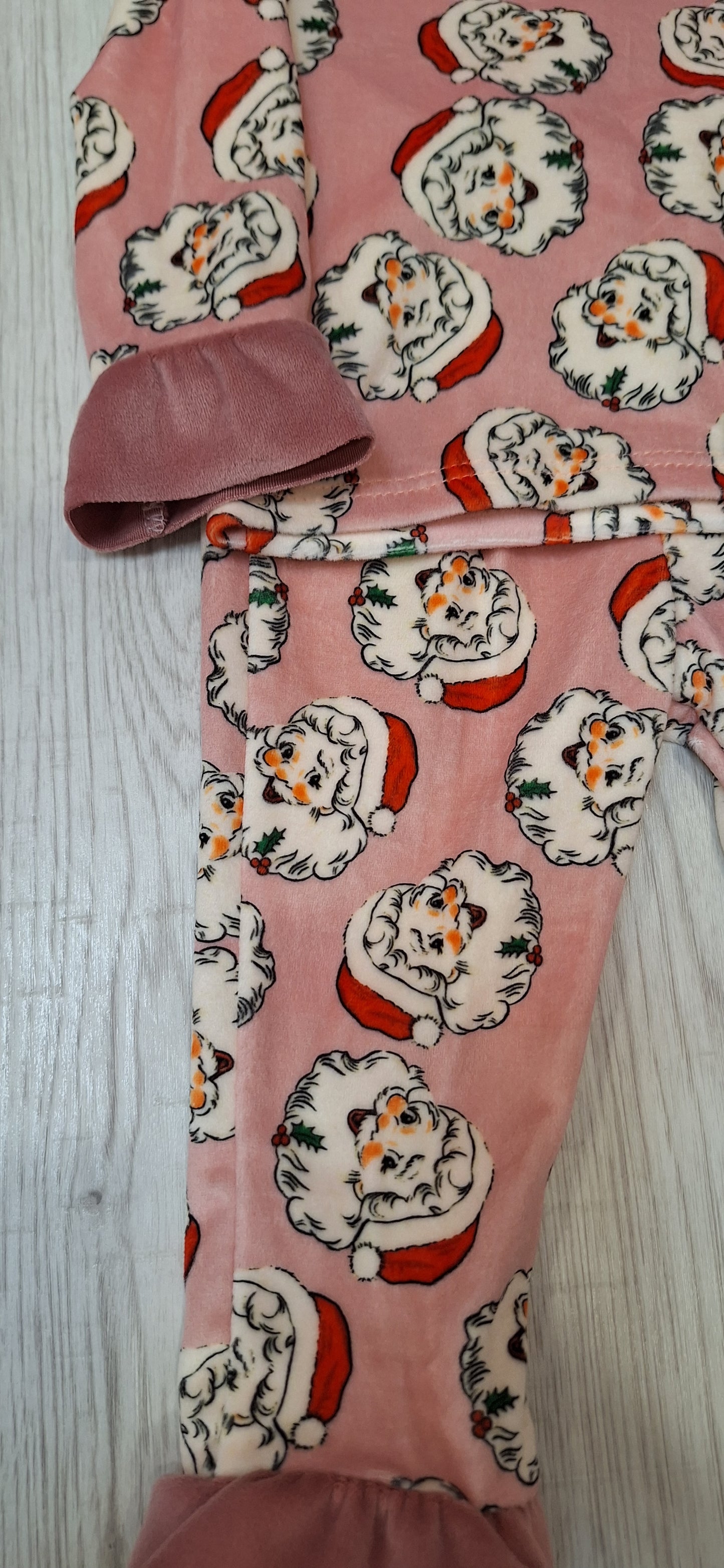 Little girls  soft velour santa pyjamas