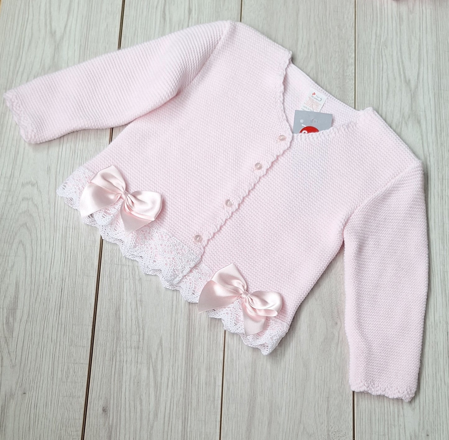 Pink V-neck bow cardigan