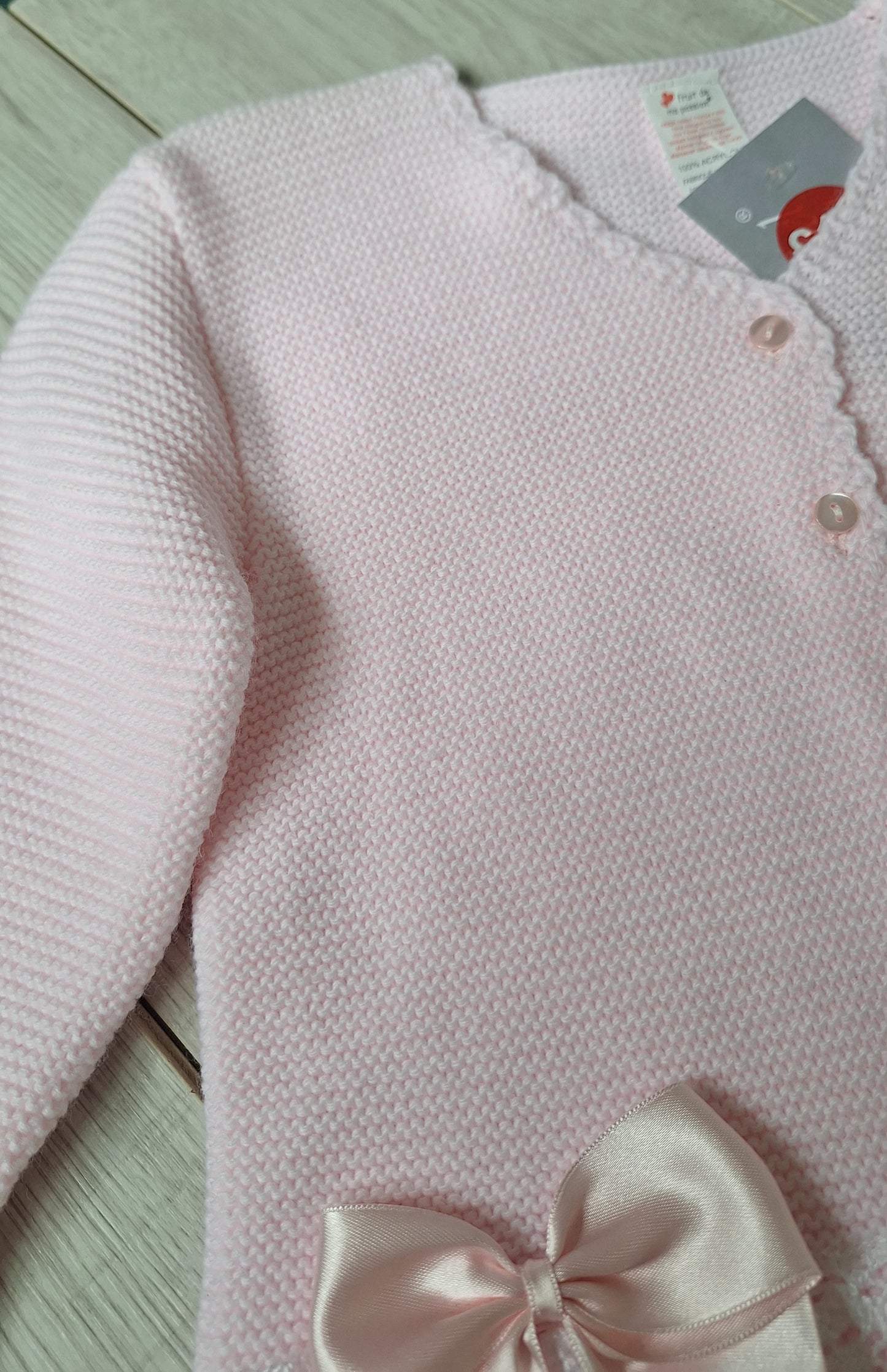 Pink V-neck bow cardigan