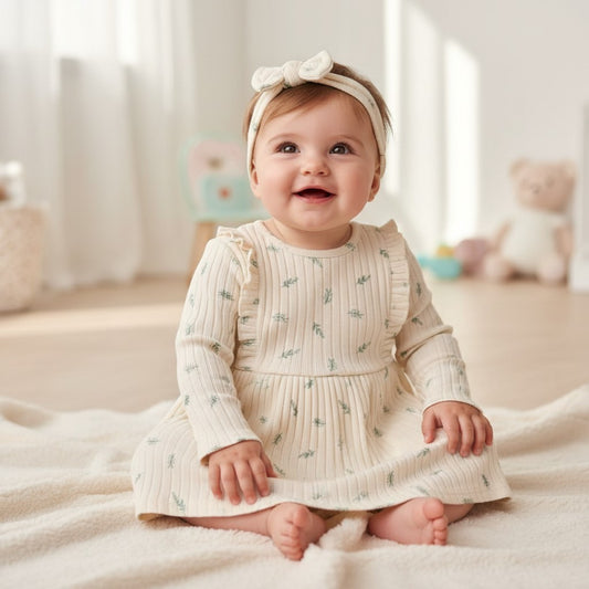 Baby Girl's Leaf Dress & Headband