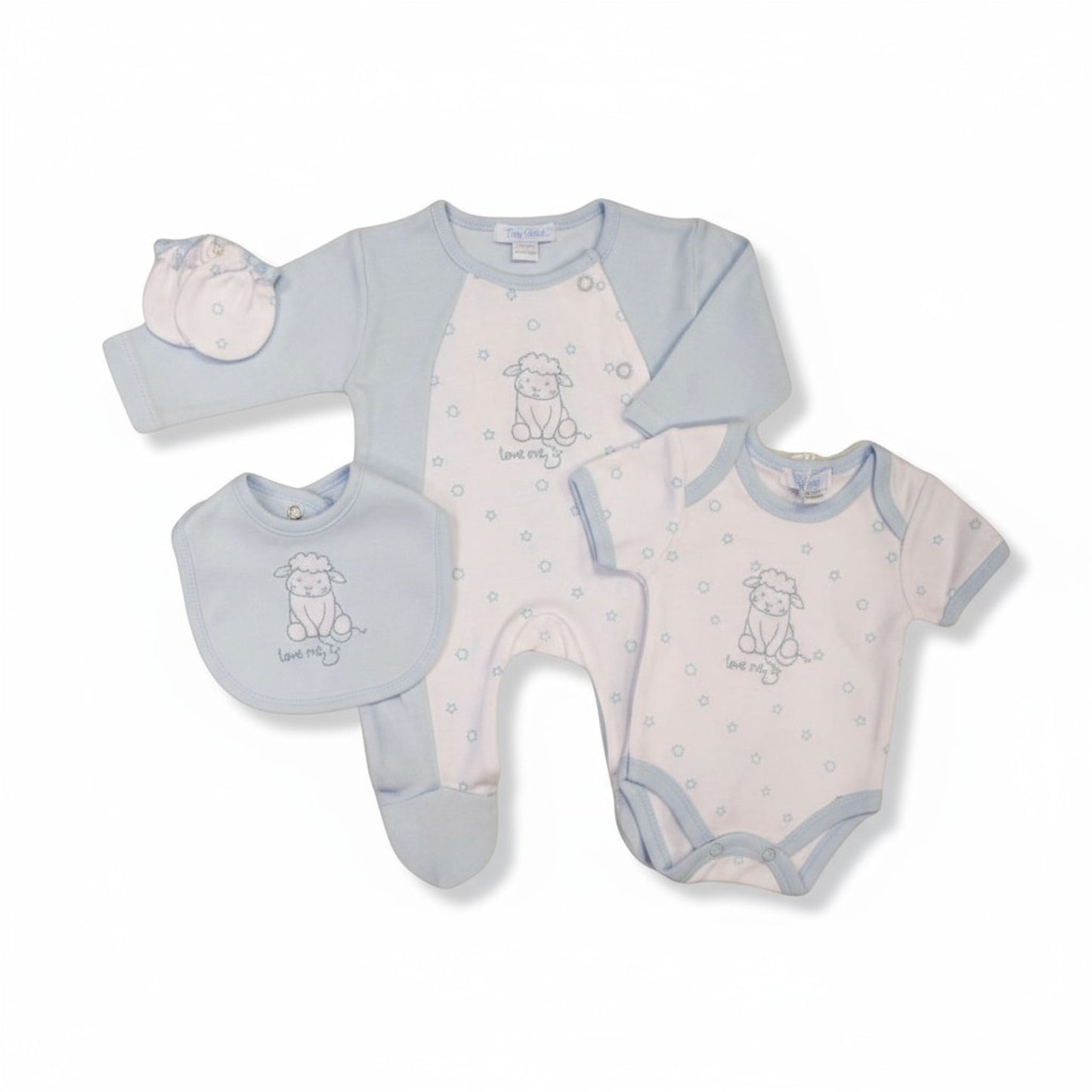 "Love Me" Little Lamb 4 piece Layette Set