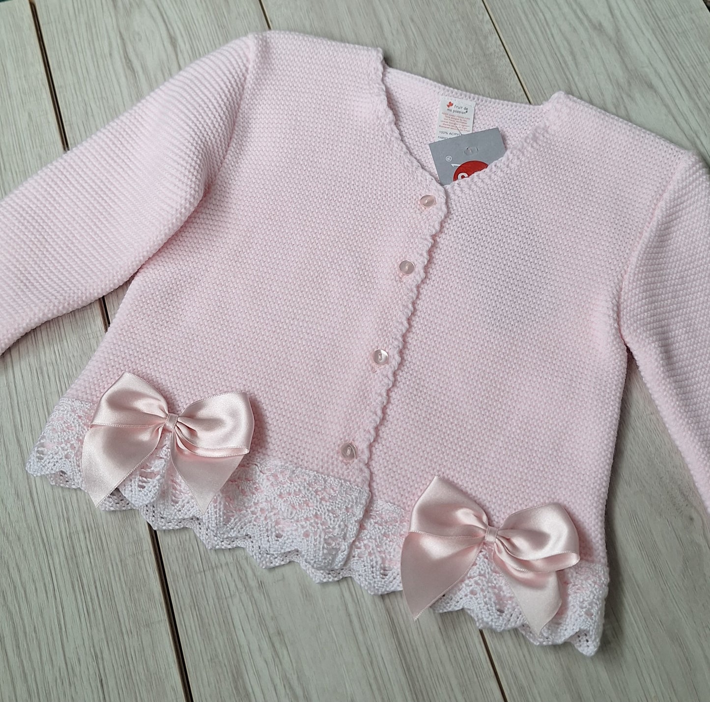 Pink V-neck bow cardigan