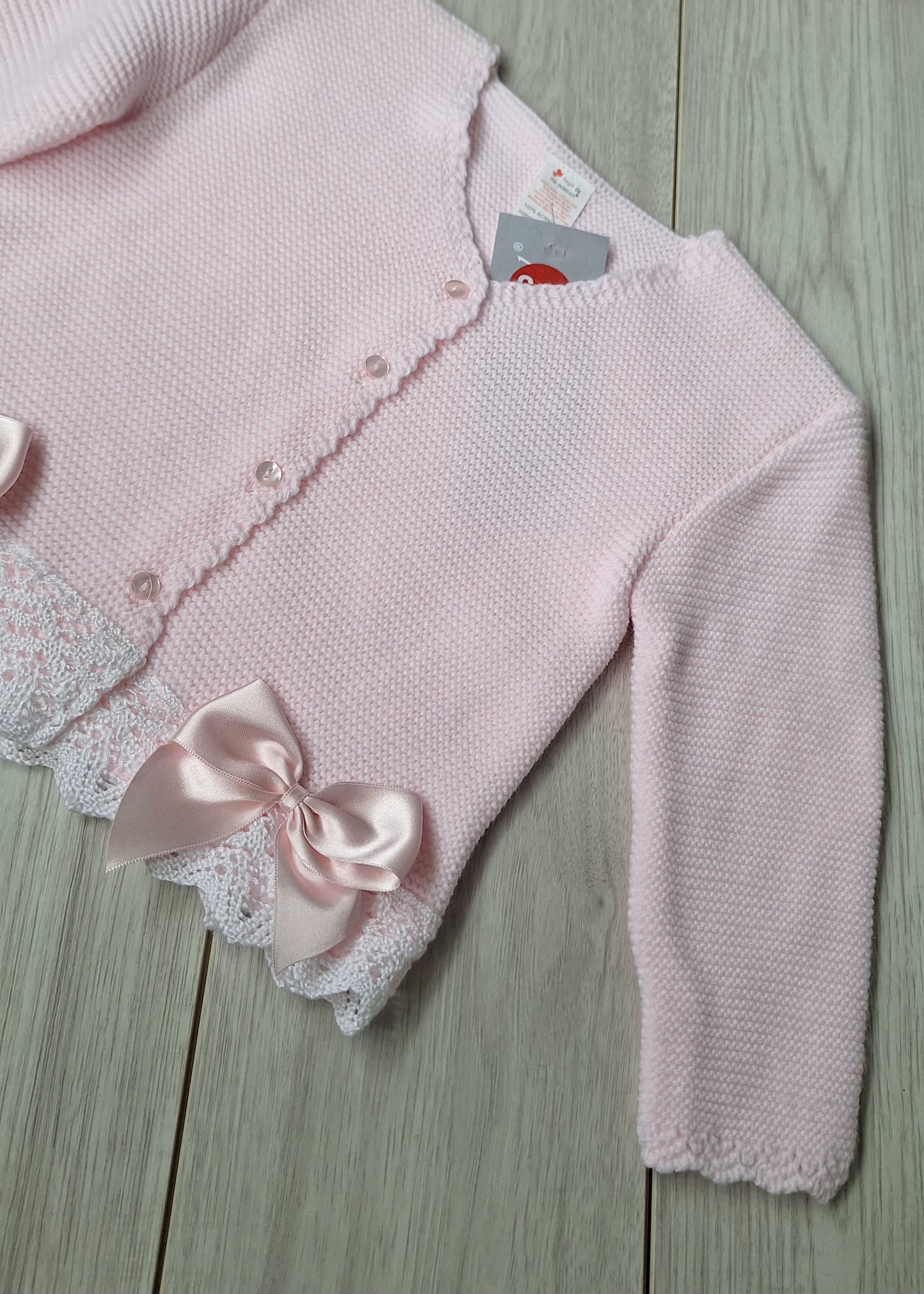 Pink V-neck bow cardigan