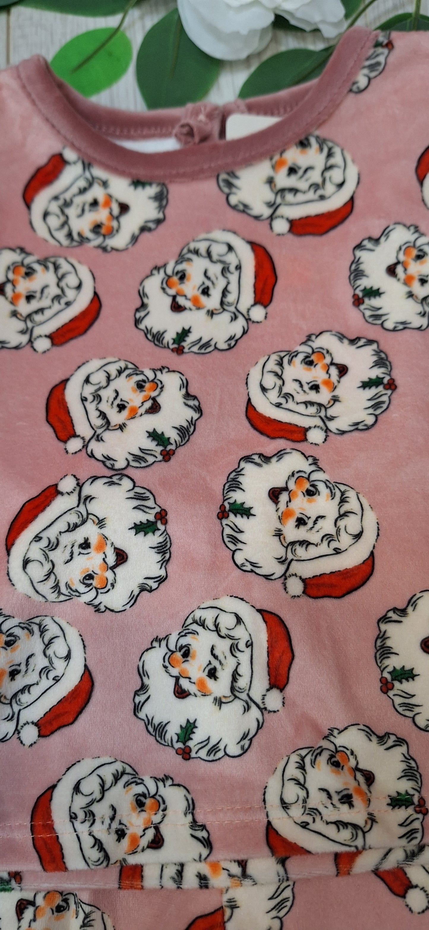Little girls  soft velour santa pyjamas